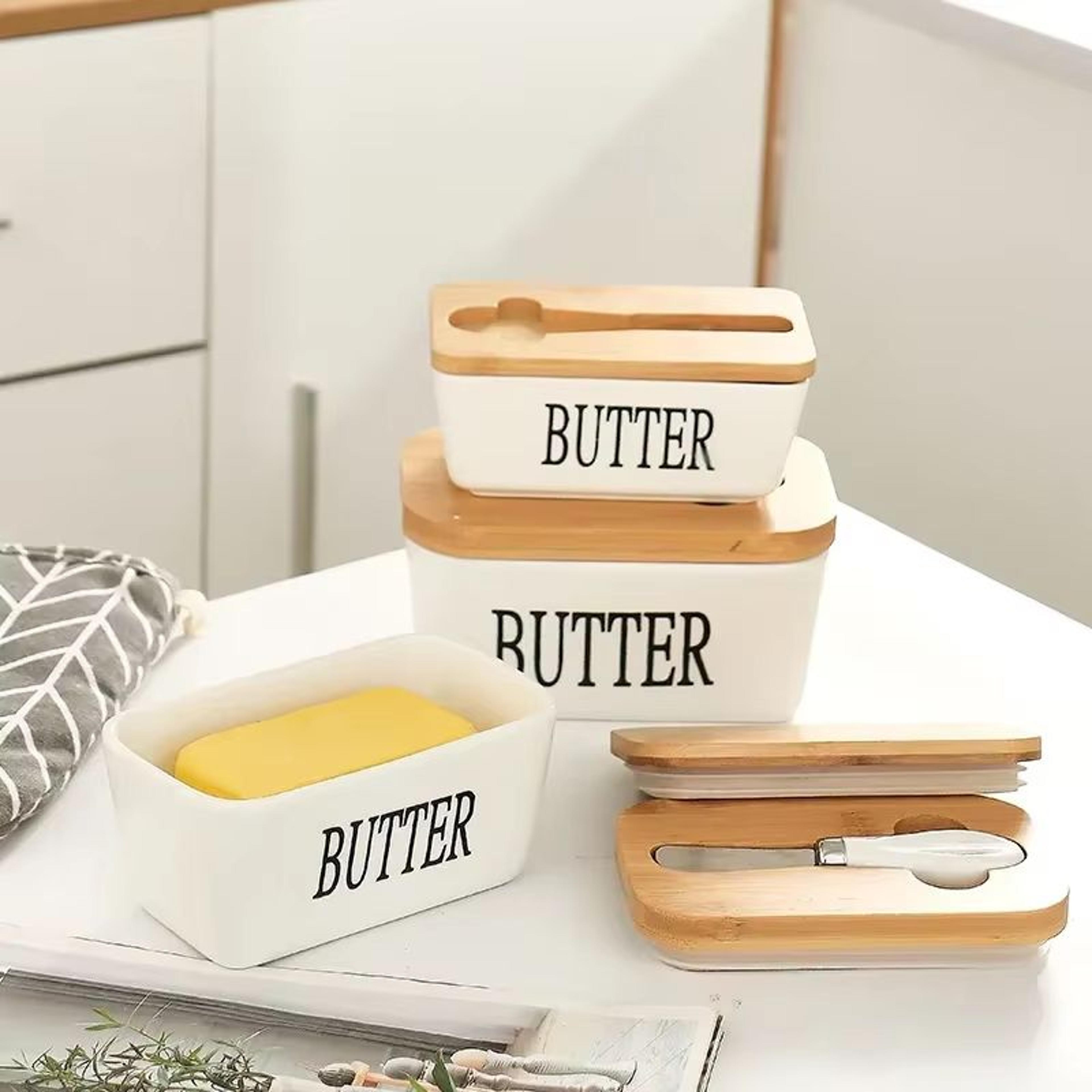 ceramic butter dish with lid and knife sealed butter keeper for countertop