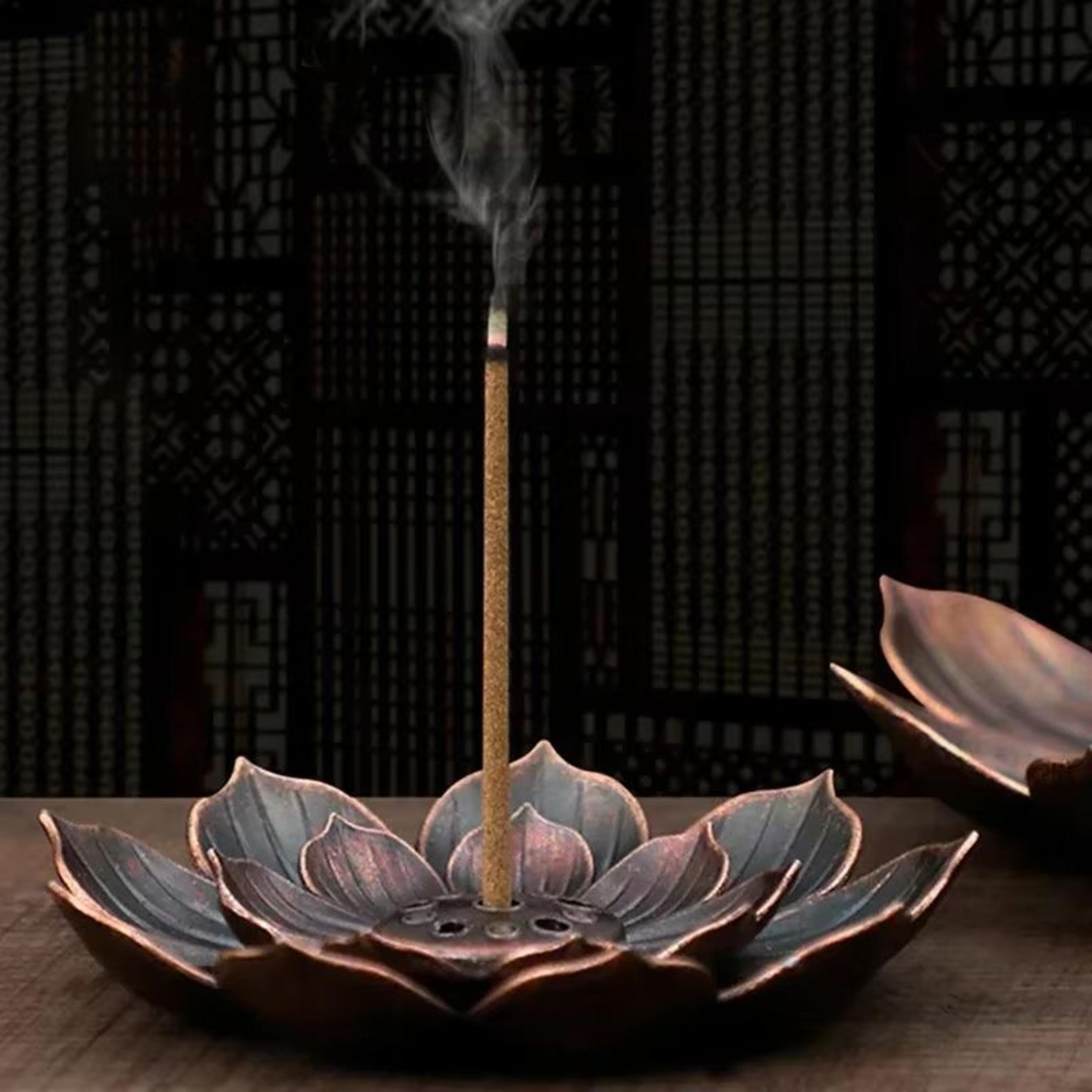 lotus alloy incense burner plate bronze stick holder for meditation and home decor