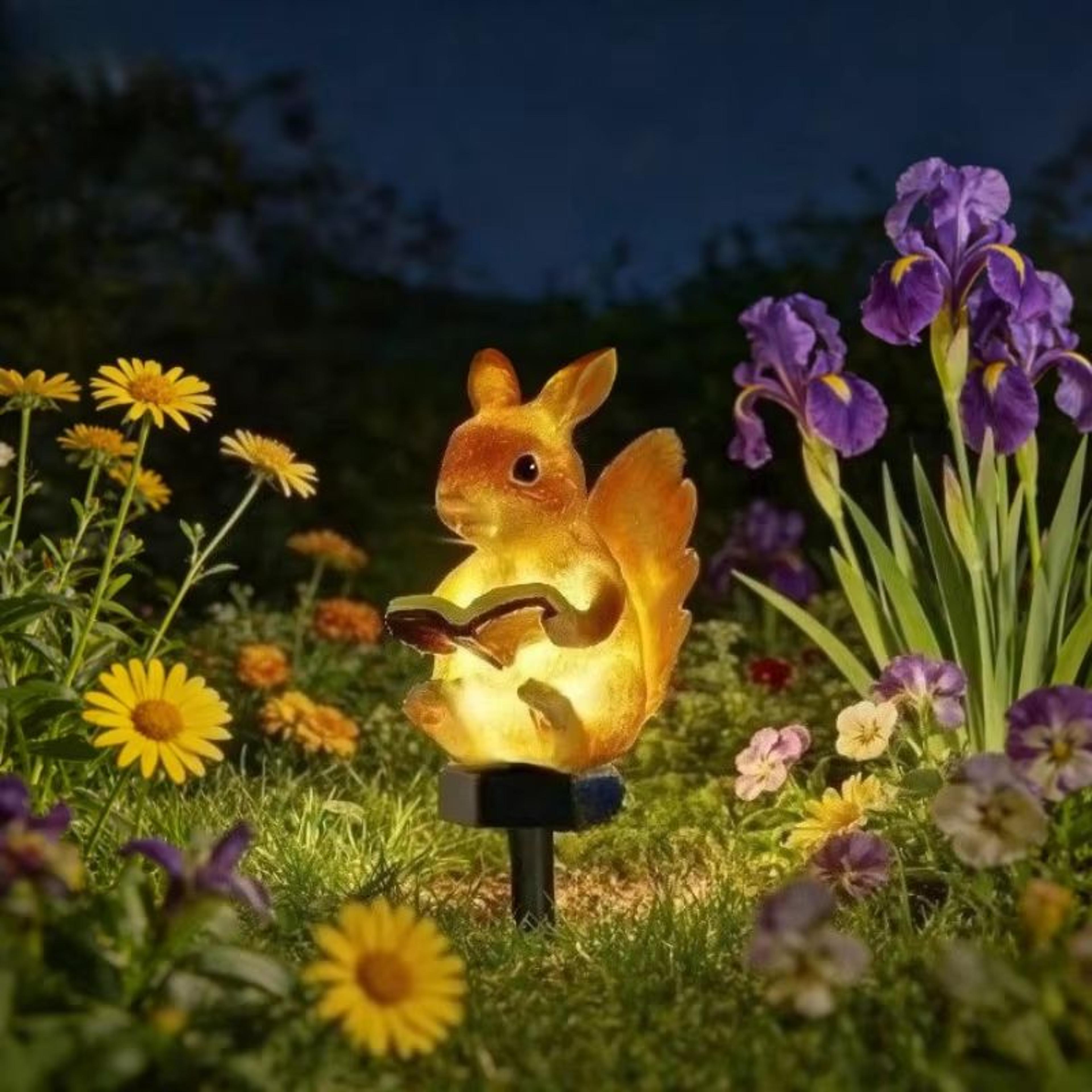 solar rabbit reading garden light outdoor waterproof decorative lamp