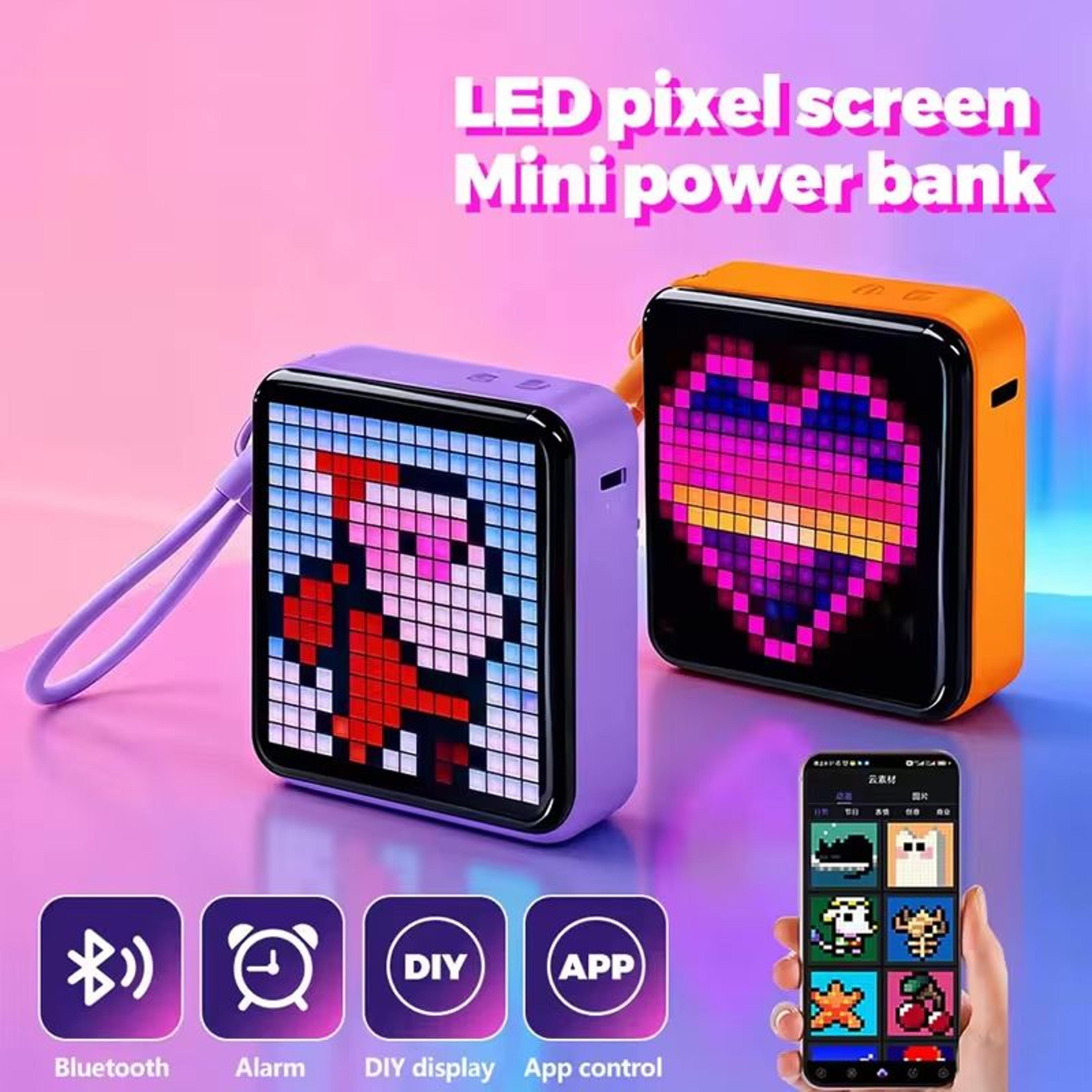led pixel screen power bank mini portable charger with diy display