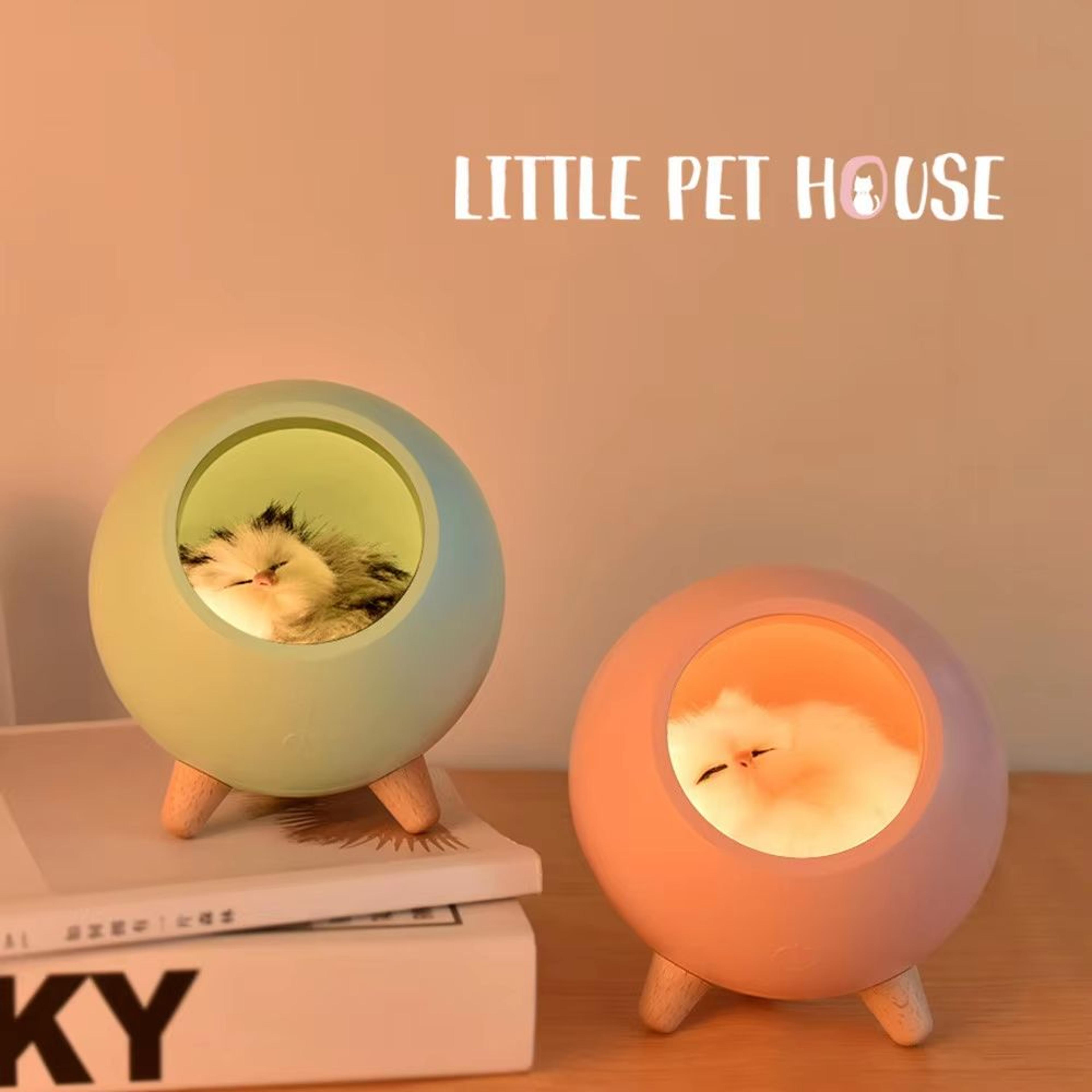 cute kitten nest touch sensor rechargeable cat night light