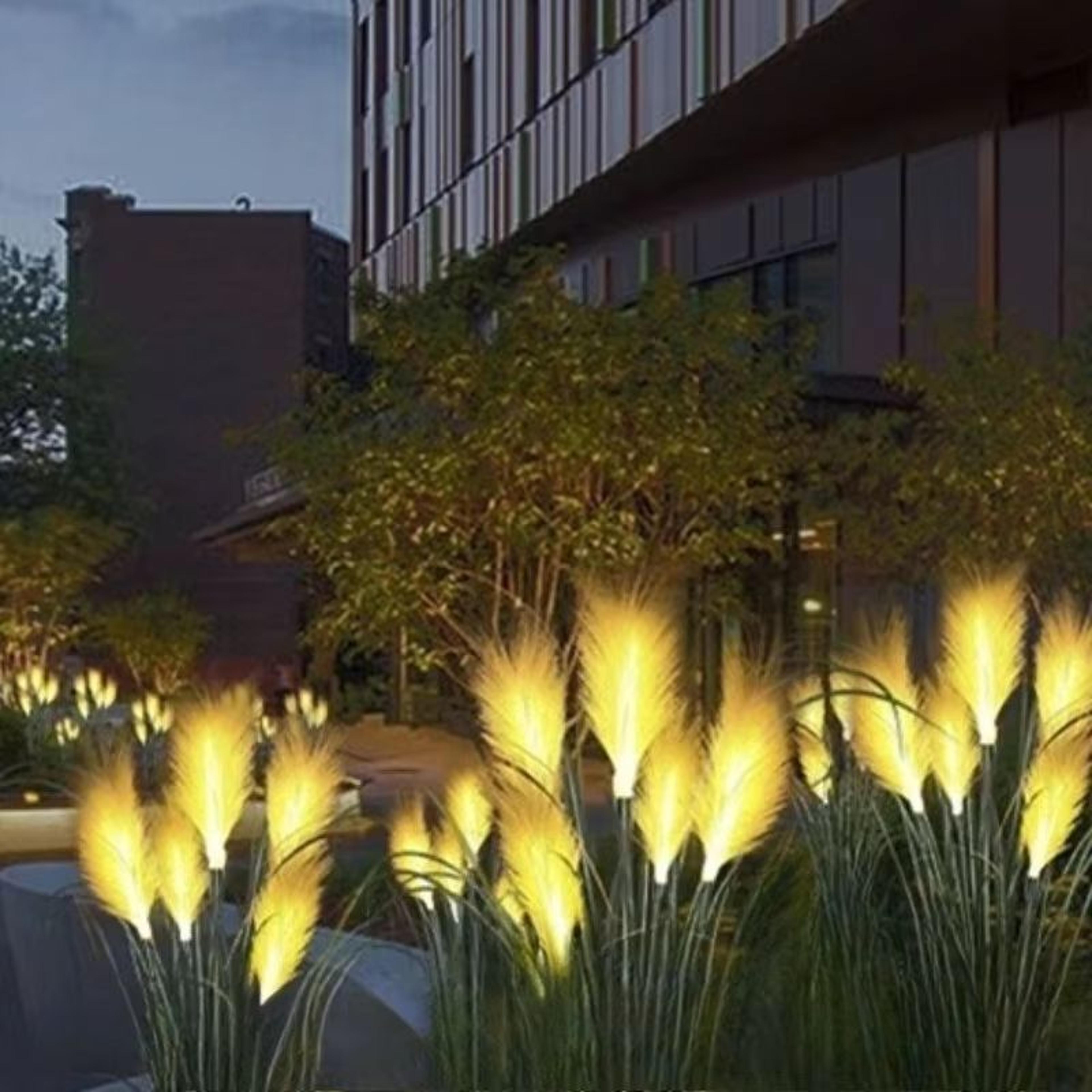 solar reed garden light waterproof outdoor pathway decor