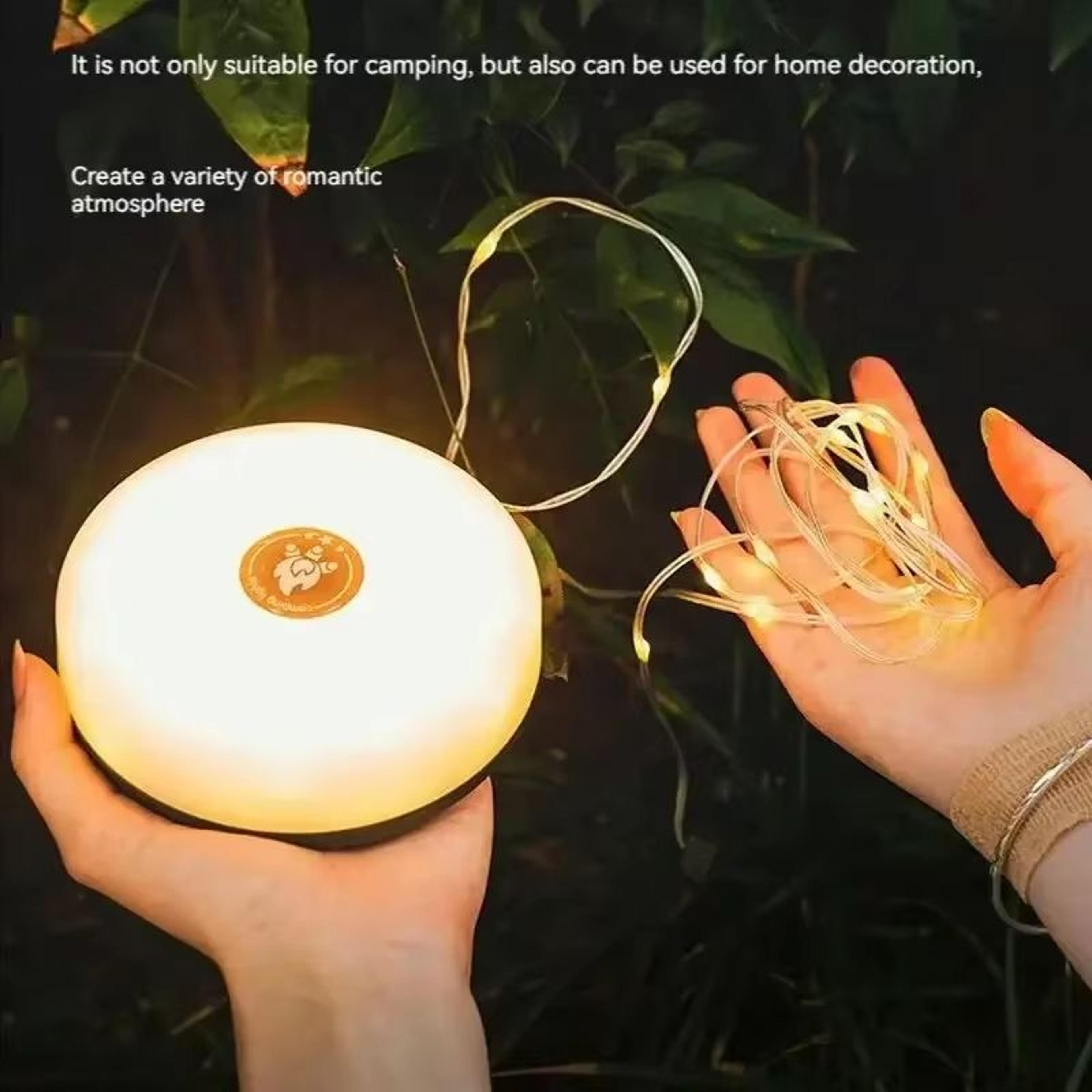 2-in-1 rechargeable camping string lights waterproof usb portable tent light