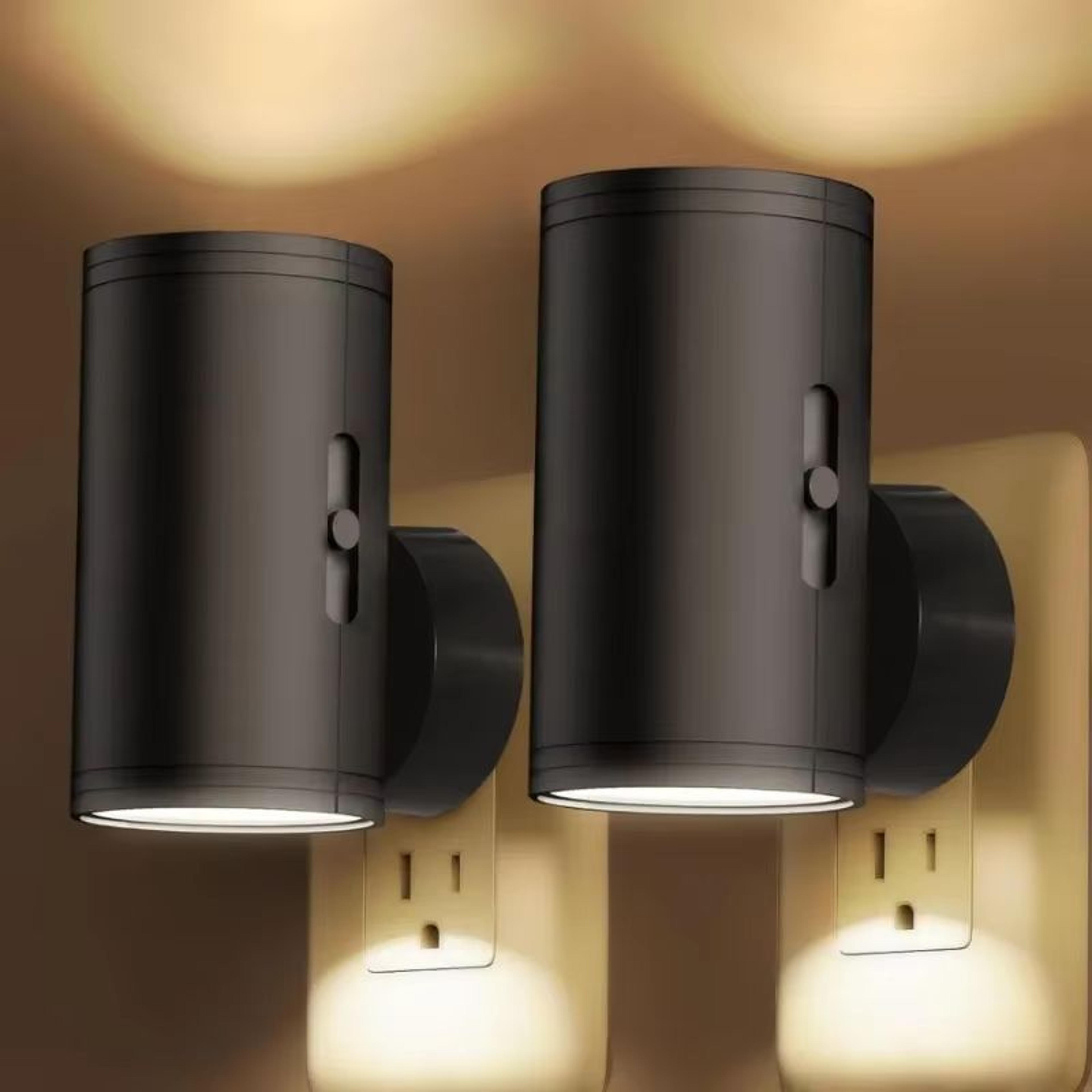 plug-in led night light wall sconce with sensor and dimmable brightness
