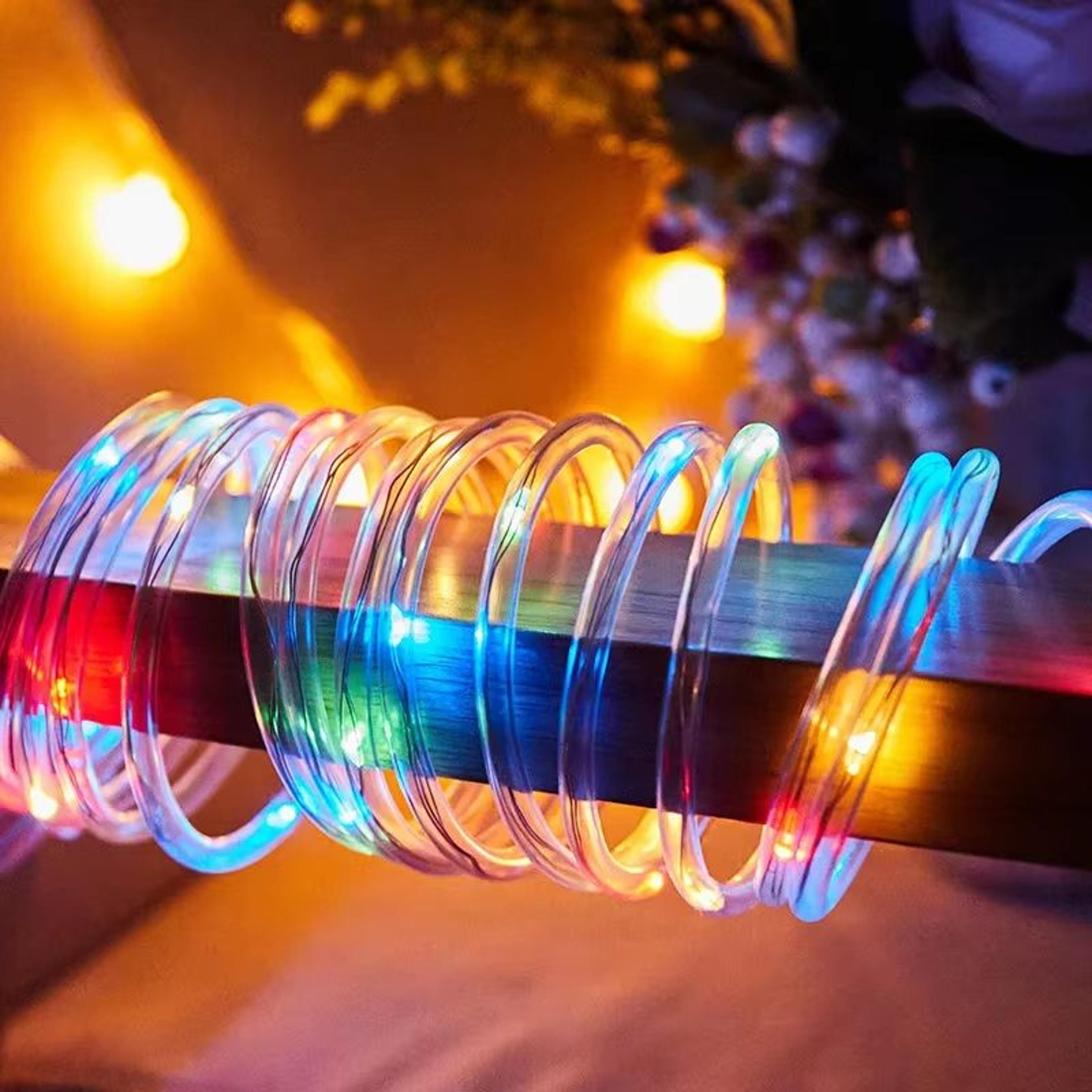 solar led tube string lights waterproof outdoor garden party decor