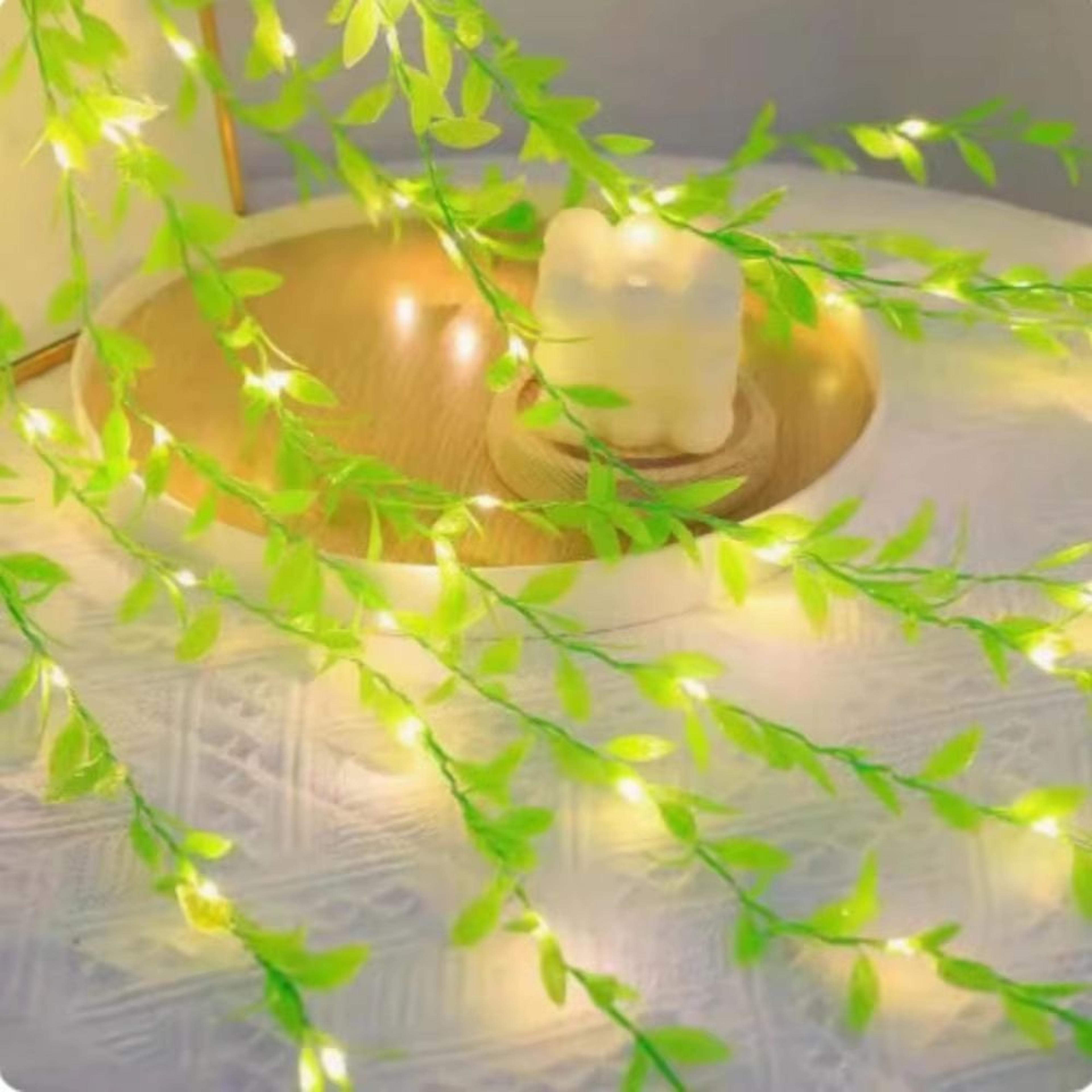 battery powered green willow string lights for bedroom living room and party decor