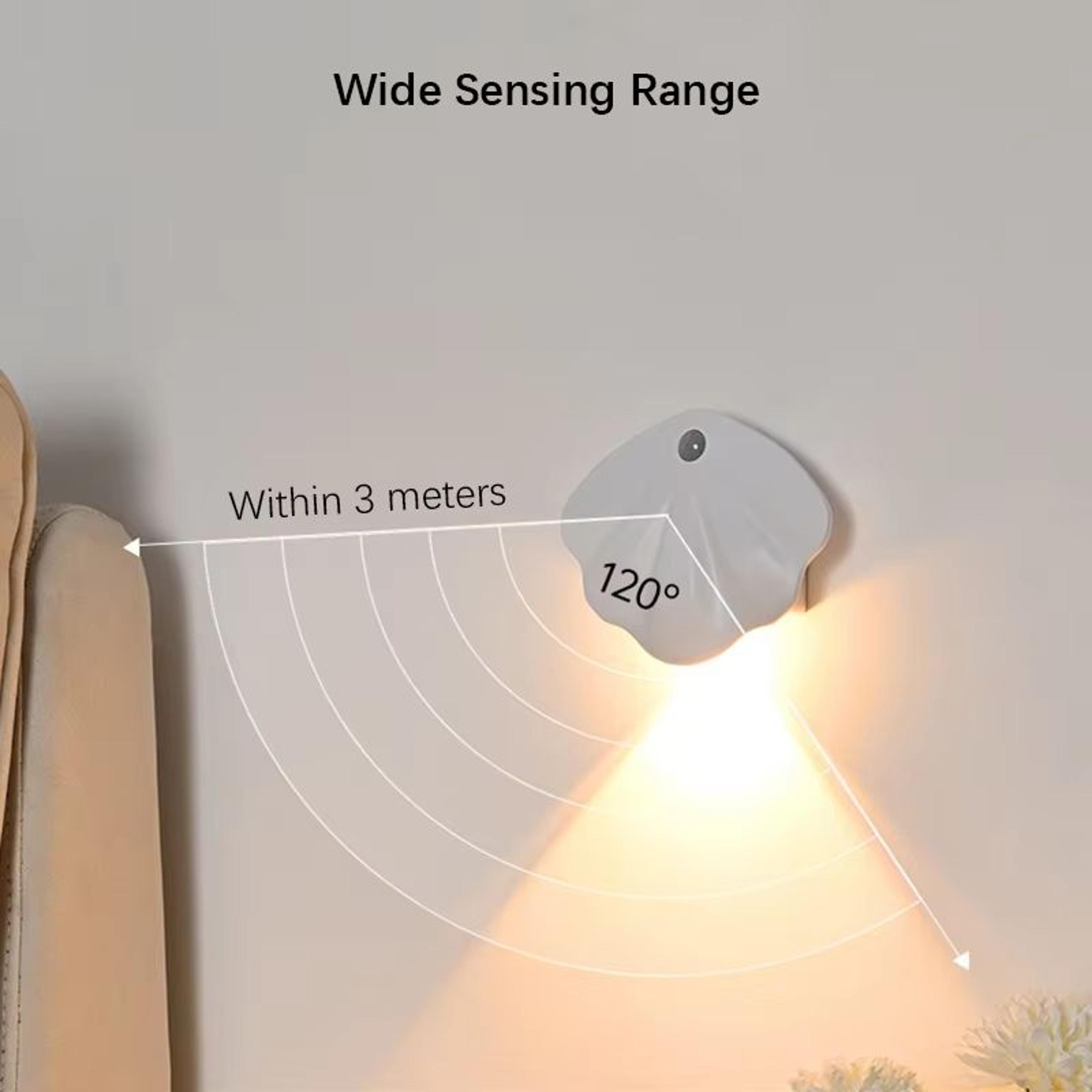 rechargeable magnetic motion sensor night light with 3 color dimming for wall, closet, and staircase