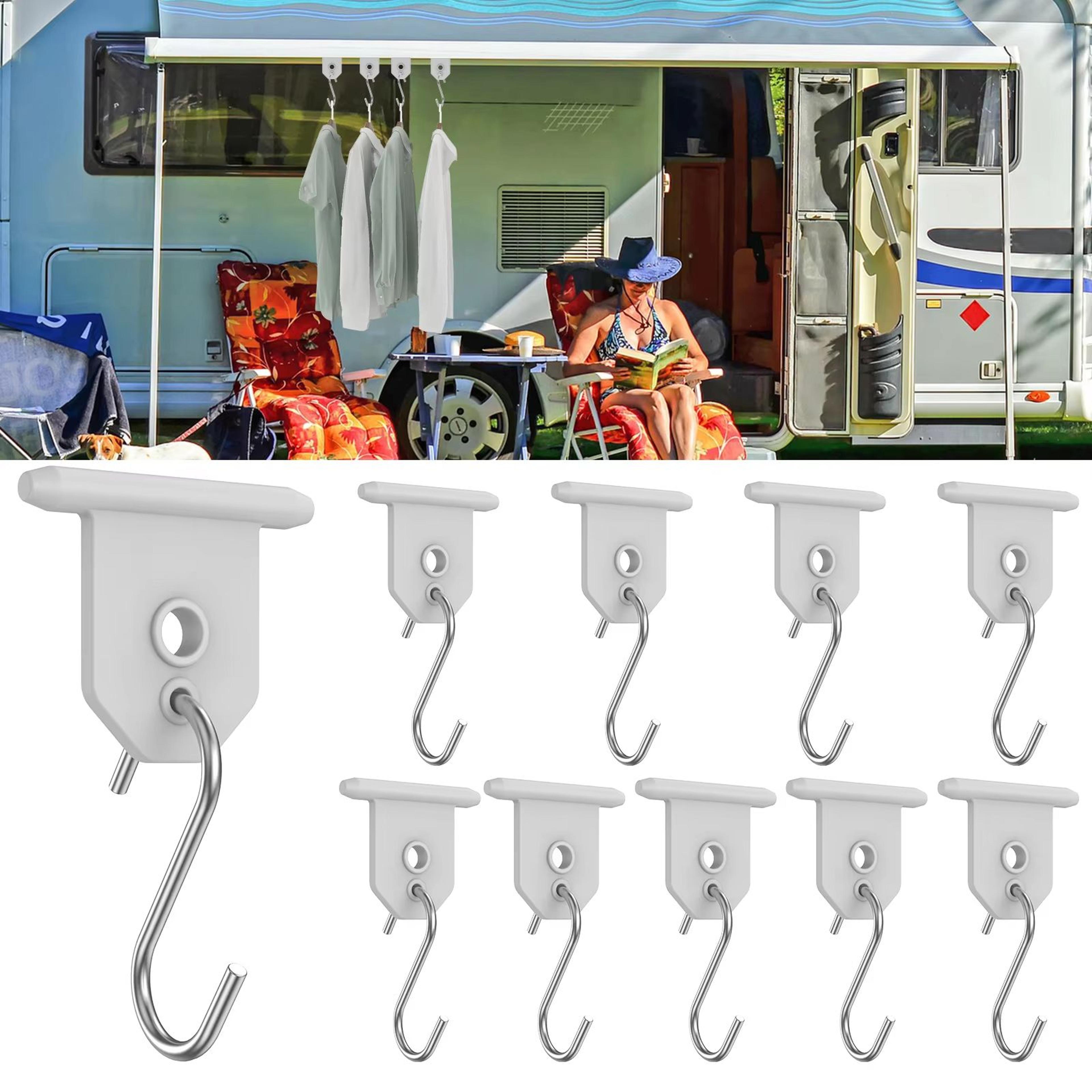 heavy duty s-shaped rv awning hooks metal camping light and gear hangers (10pcs)