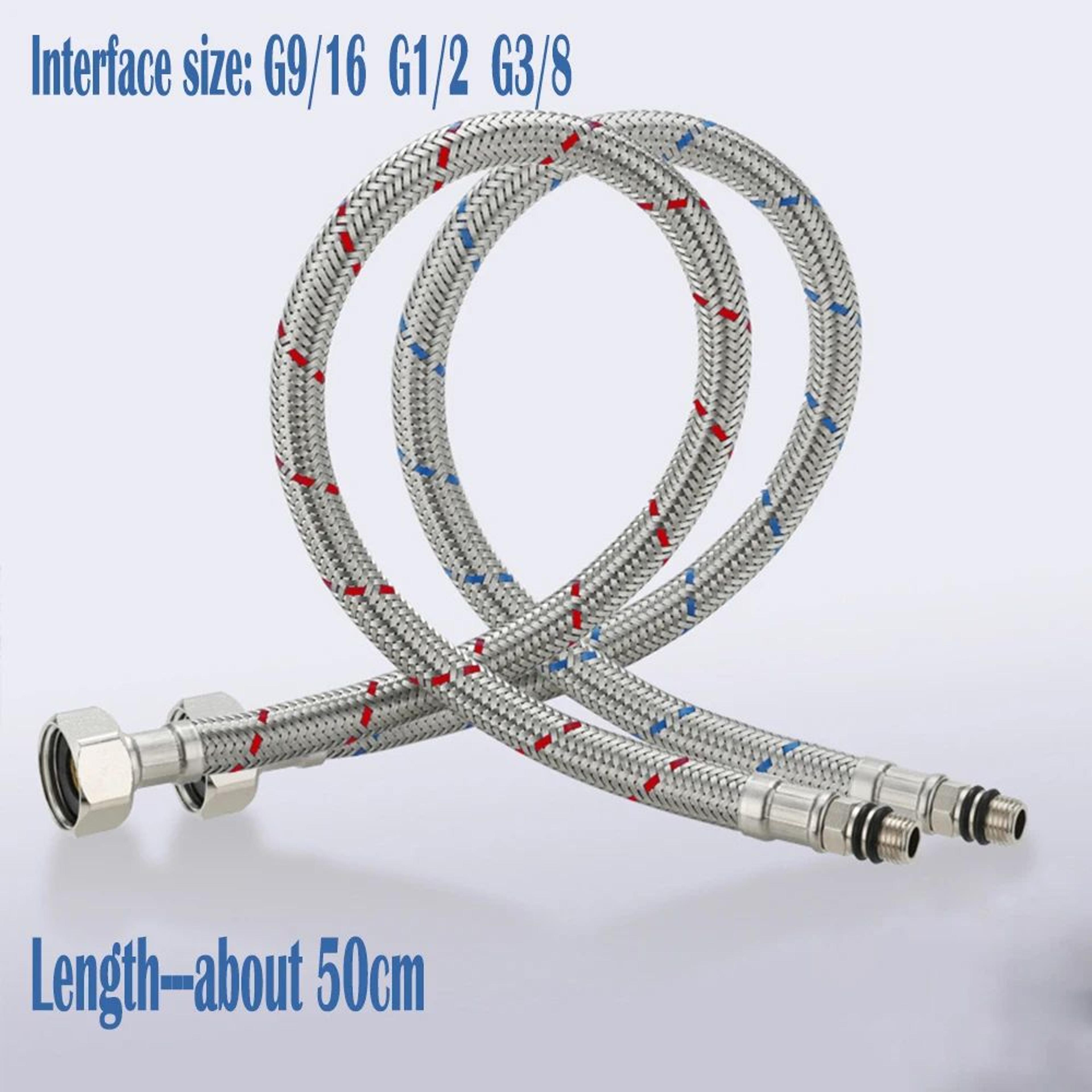 50cm stainless steel braided faucet hose flexible water supply pipe for hot and cold (1/2pcs)