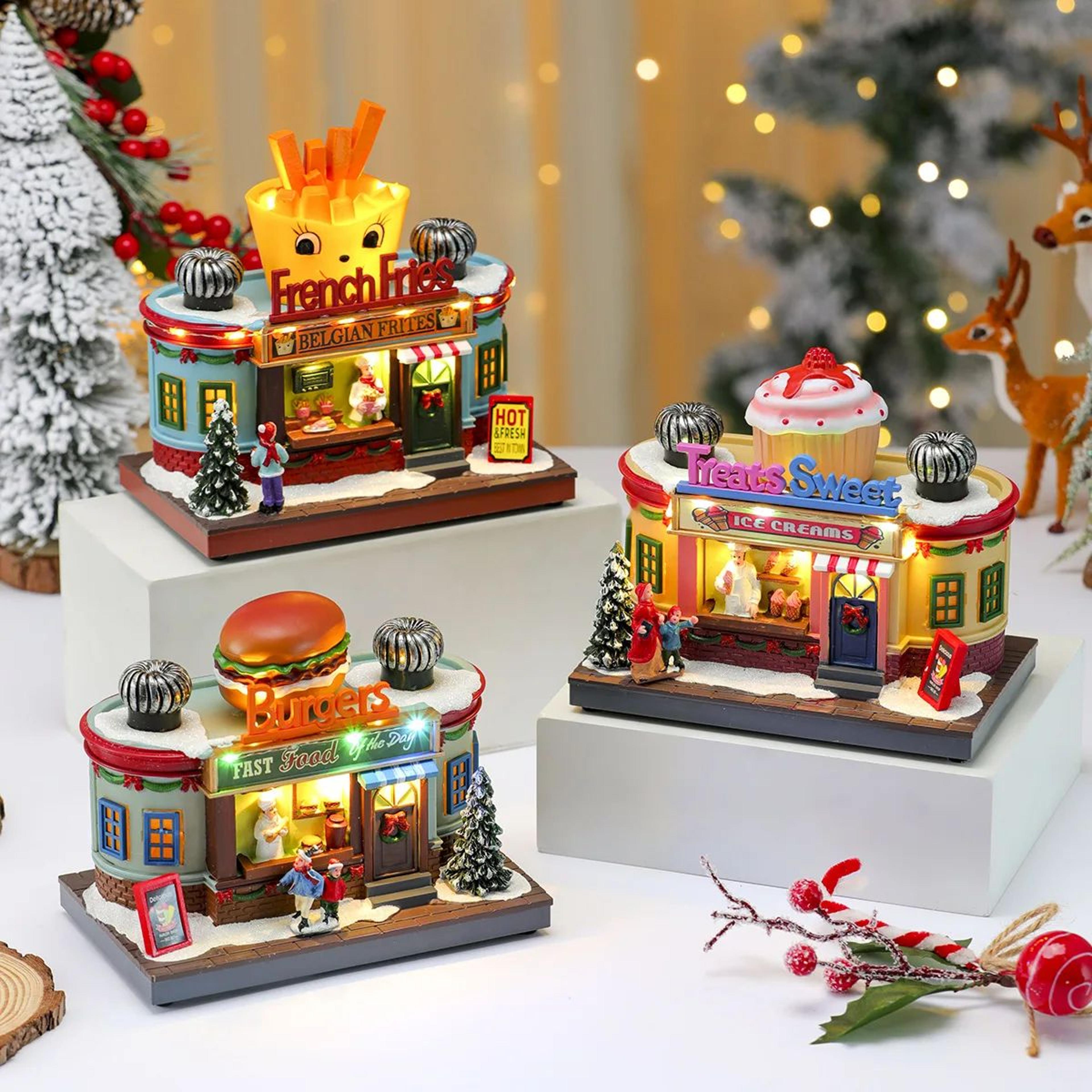 rotating led christmas music box glowing holiday ornament decorative gift