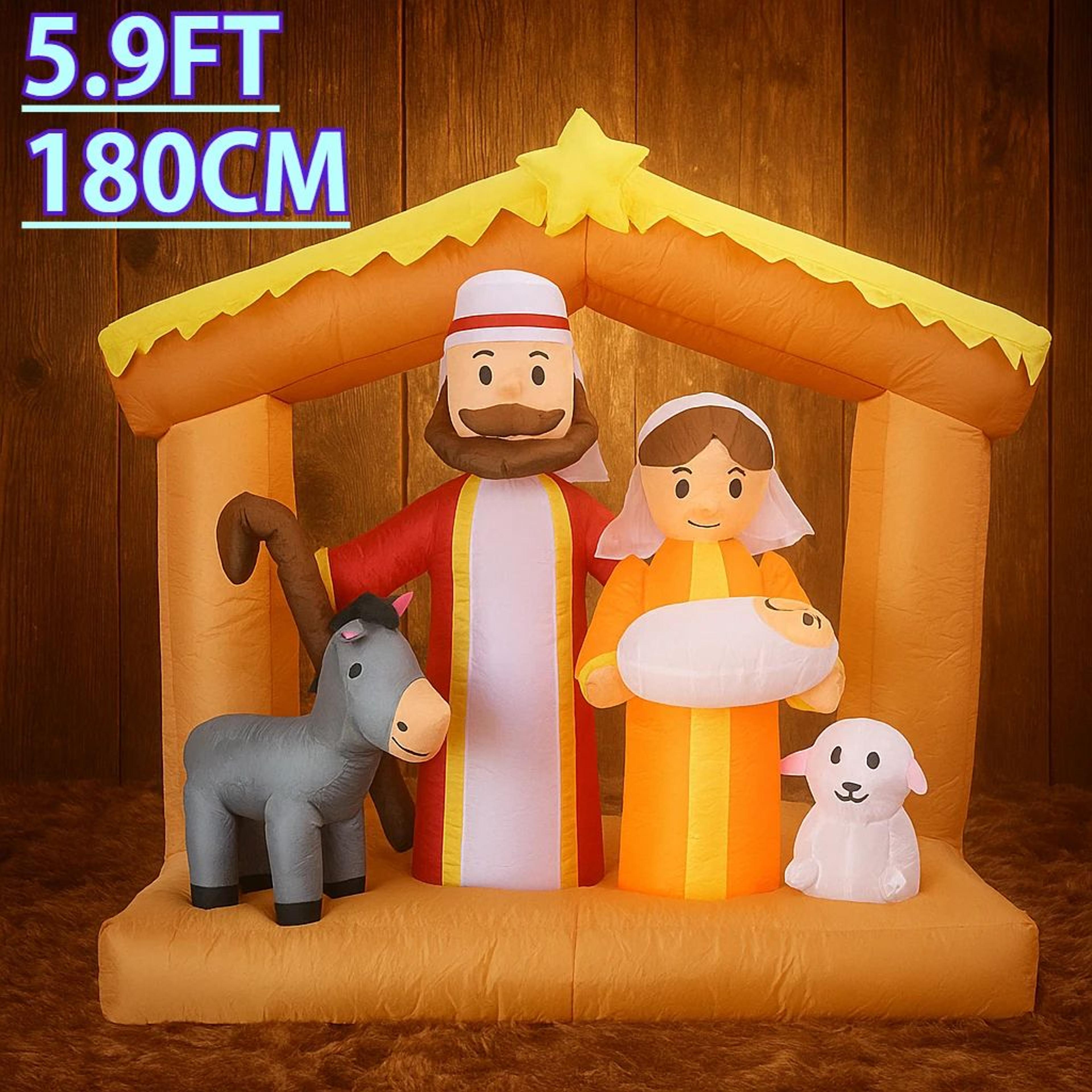 5.9ft lighted nativity scene inflatable with holy family for outdoor christmas decor