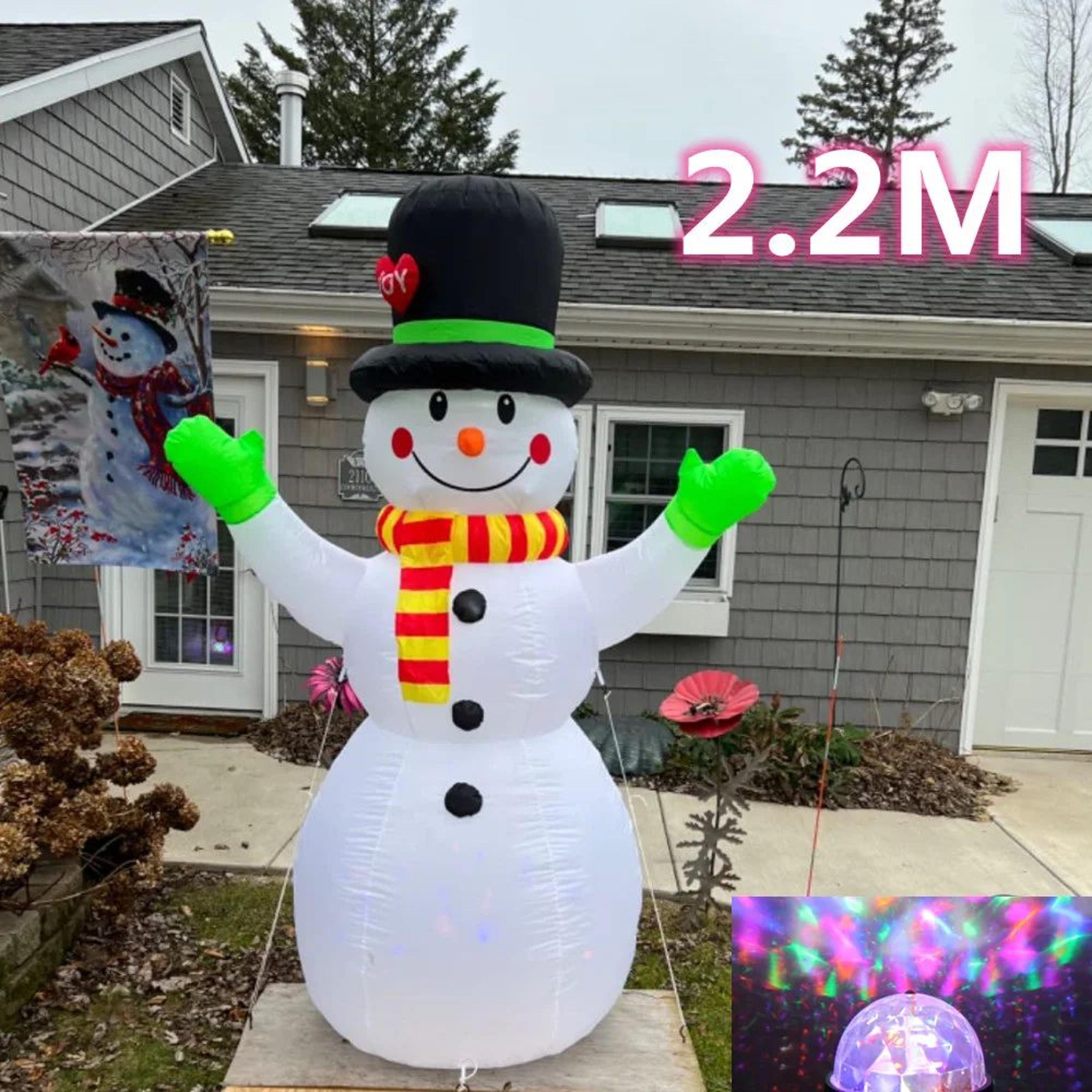 86.61in rotating snowman christmas inflatable with led lights outdoor holiday decoration