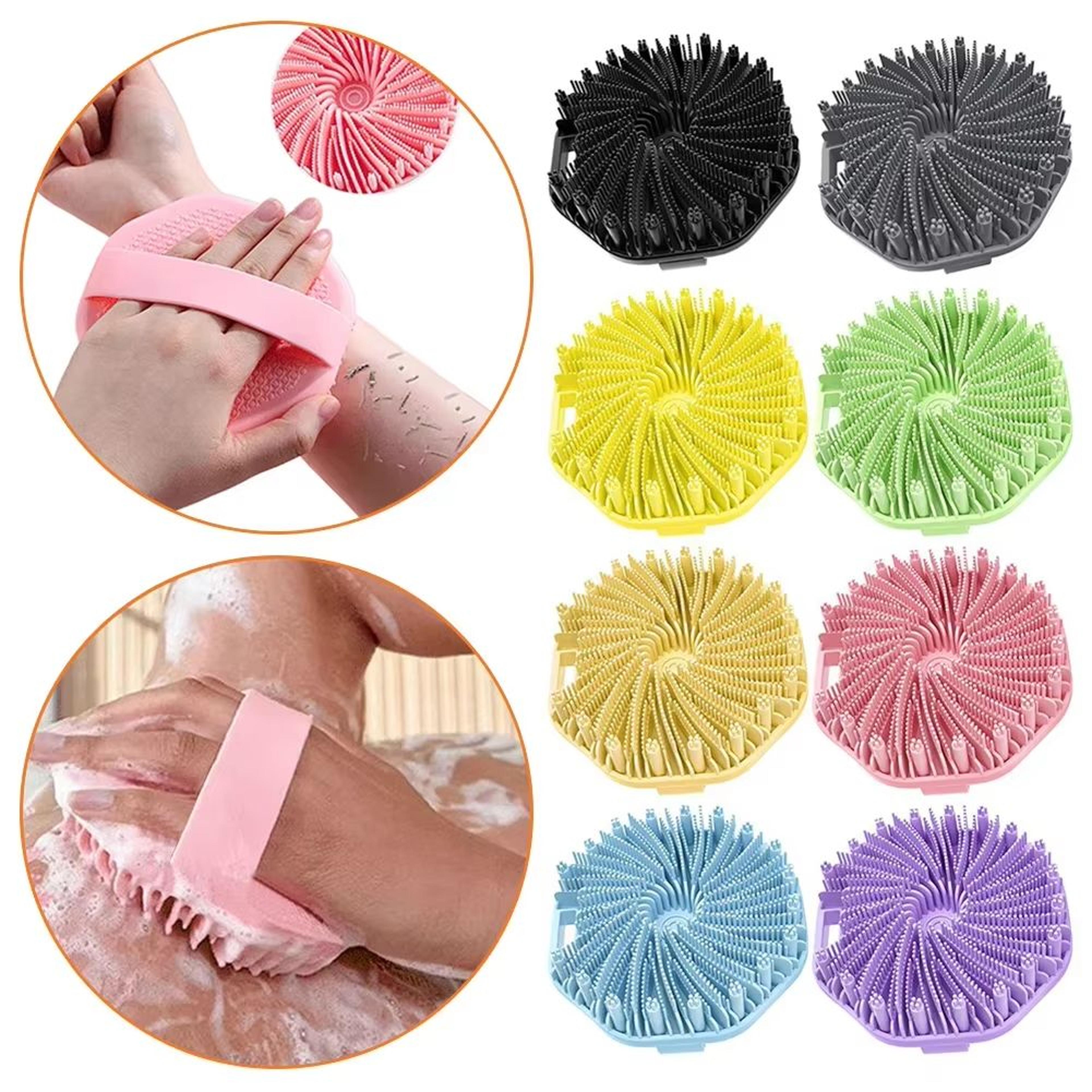 silicone body scrubber with hand strap exfoliating shower brush non slip bath cleaner