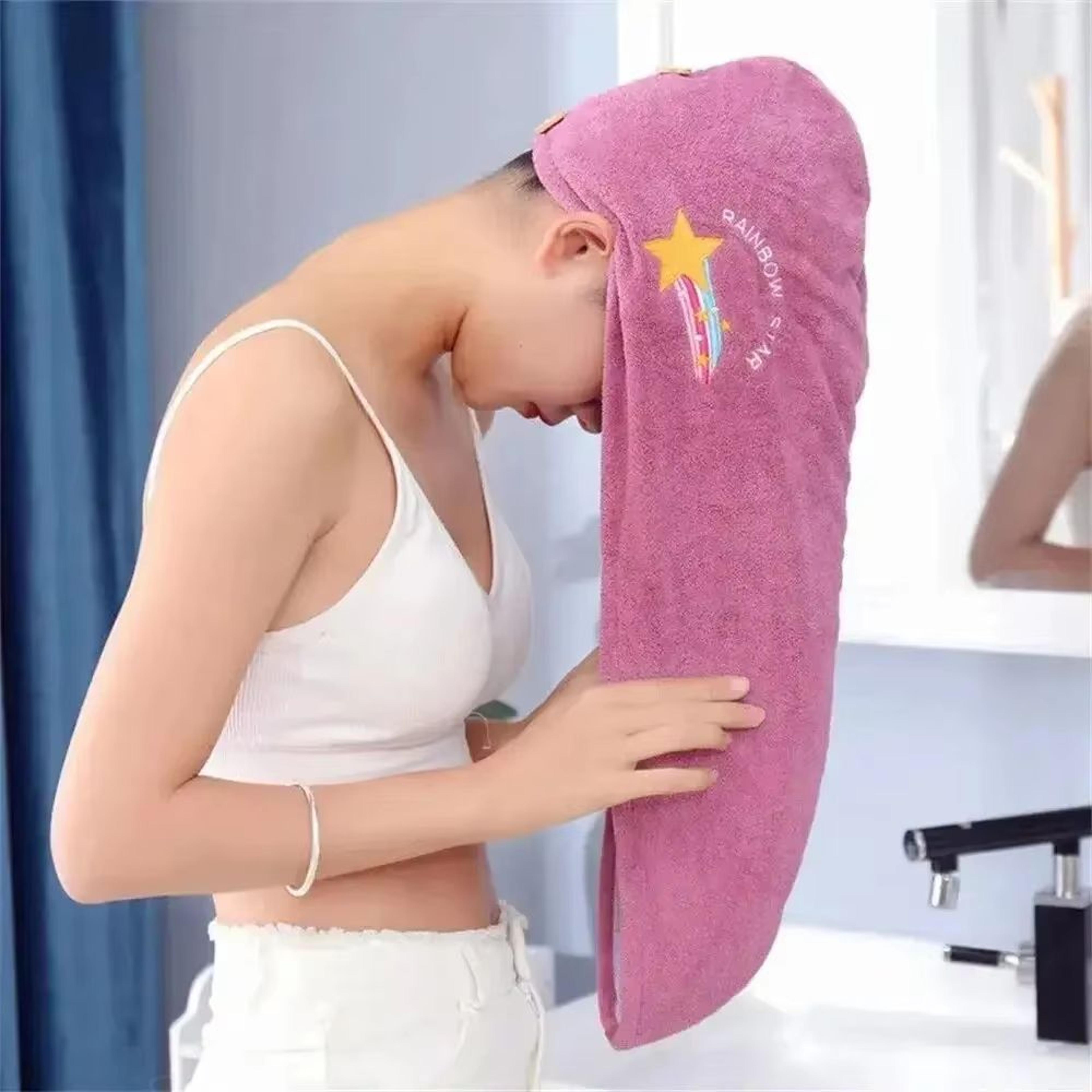 quick dry microfiber hair towel anti frizz hair drying wrap for shower, travel and beach