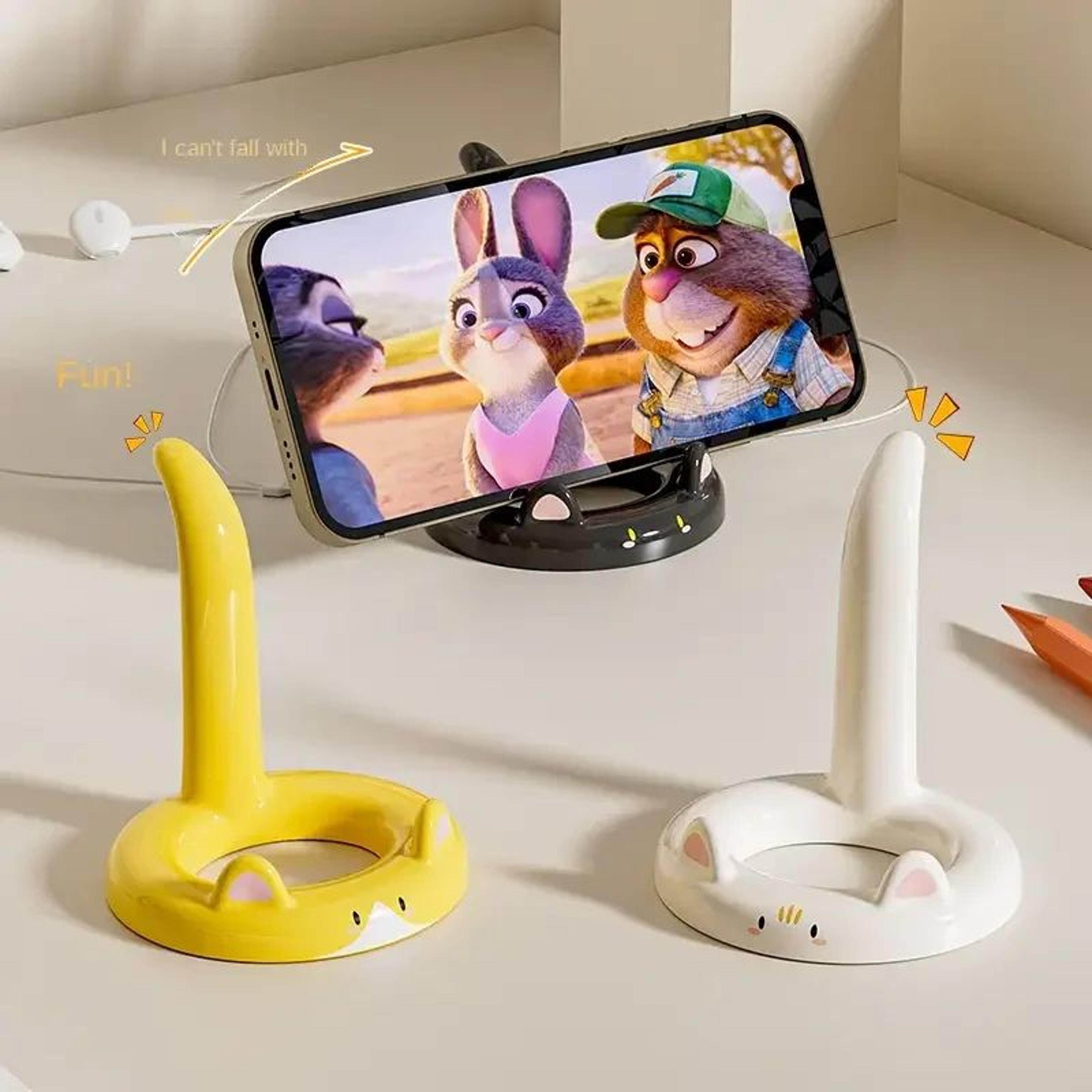 purrview adjustable cartoon cat phone stand for desk & bedside