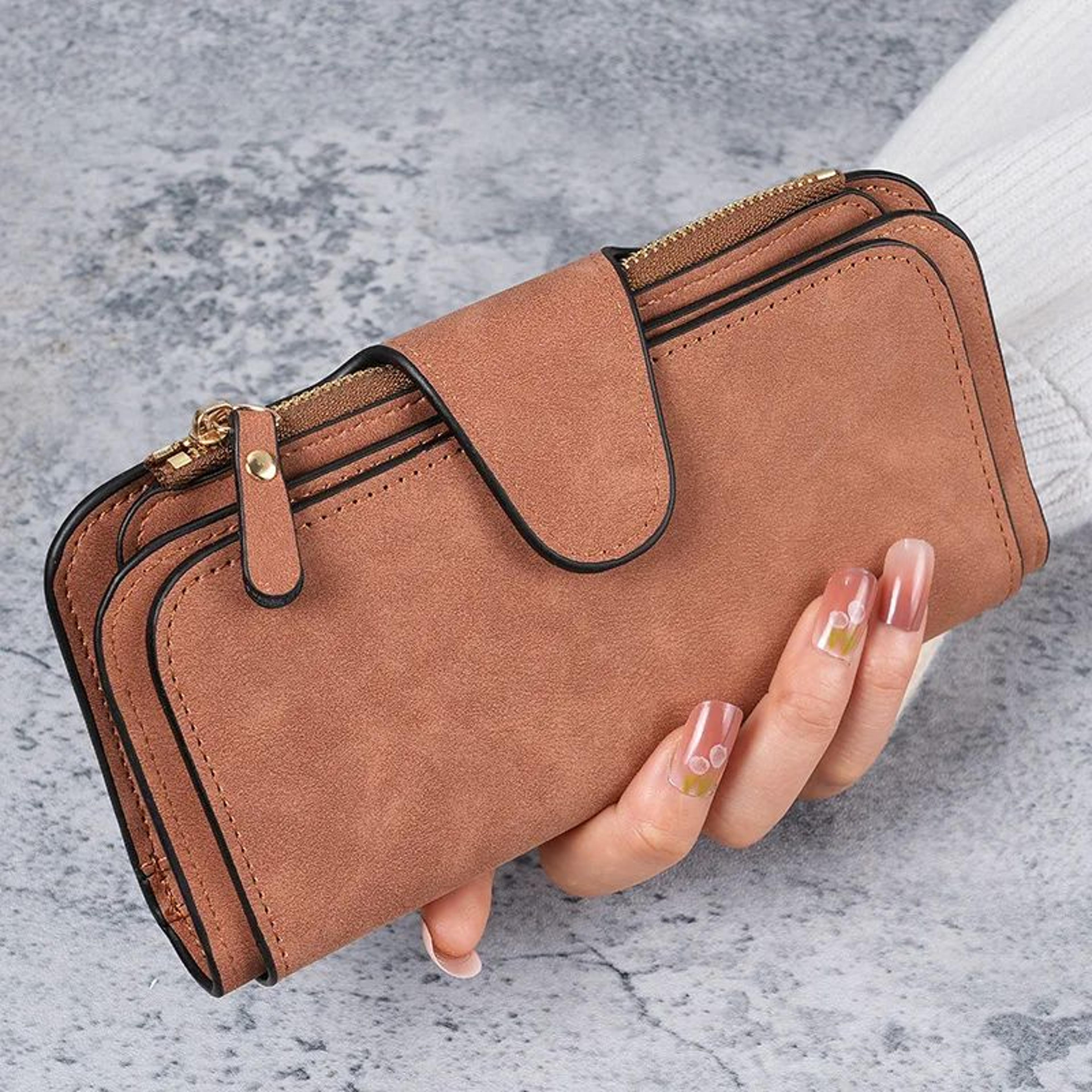 multi slot long women's wallet clutch with phone pocket and coin purse
