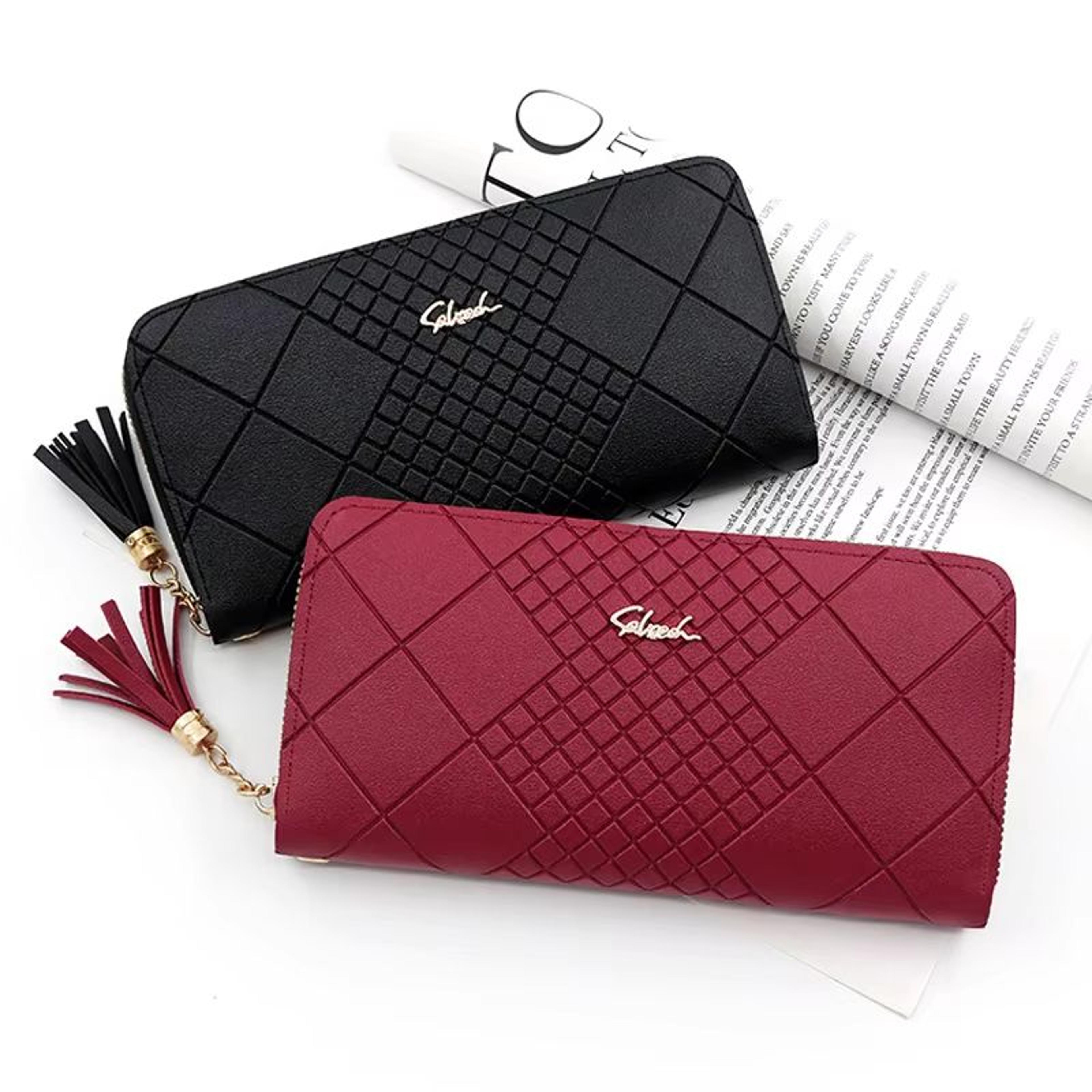 multi pocket long pu leather wallet clutch for women with zipper coin purse and phone storage