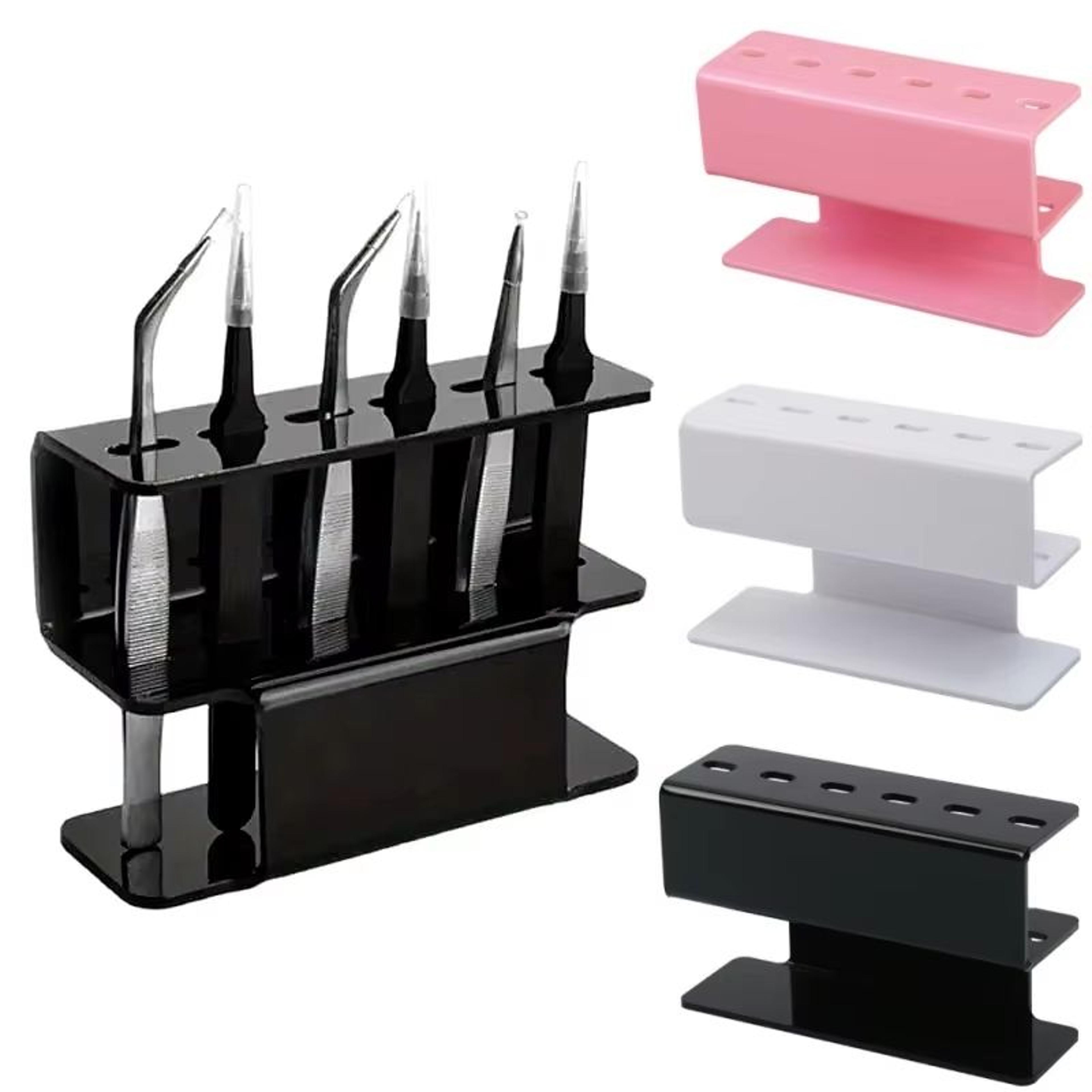 6 slot acrylic tweezer organizer stand for eyelash extensions and makeup tools