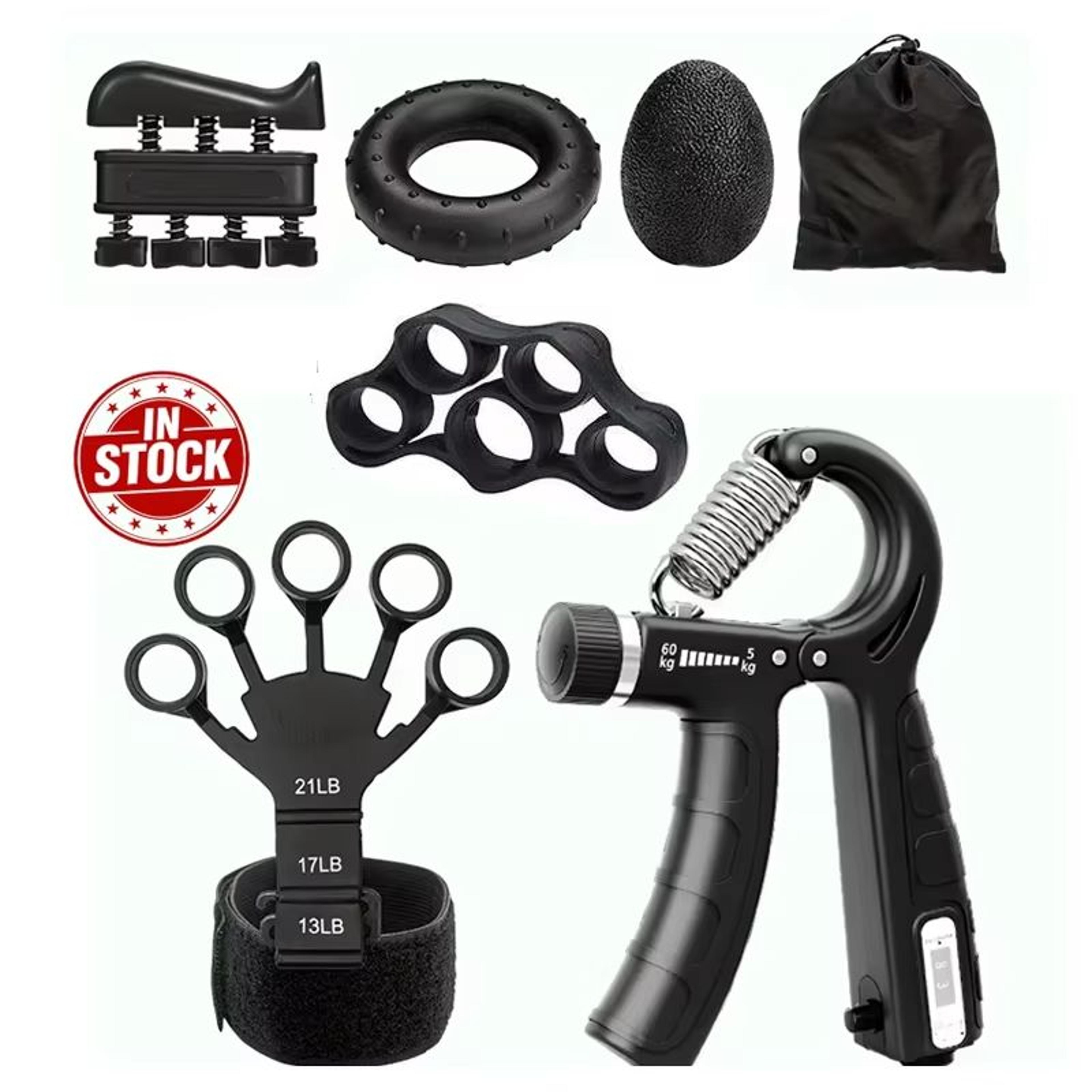 5 in 1 grip strength trainer set – hand gripper, finger stretcher & stress relief kit for wrist and forearm training