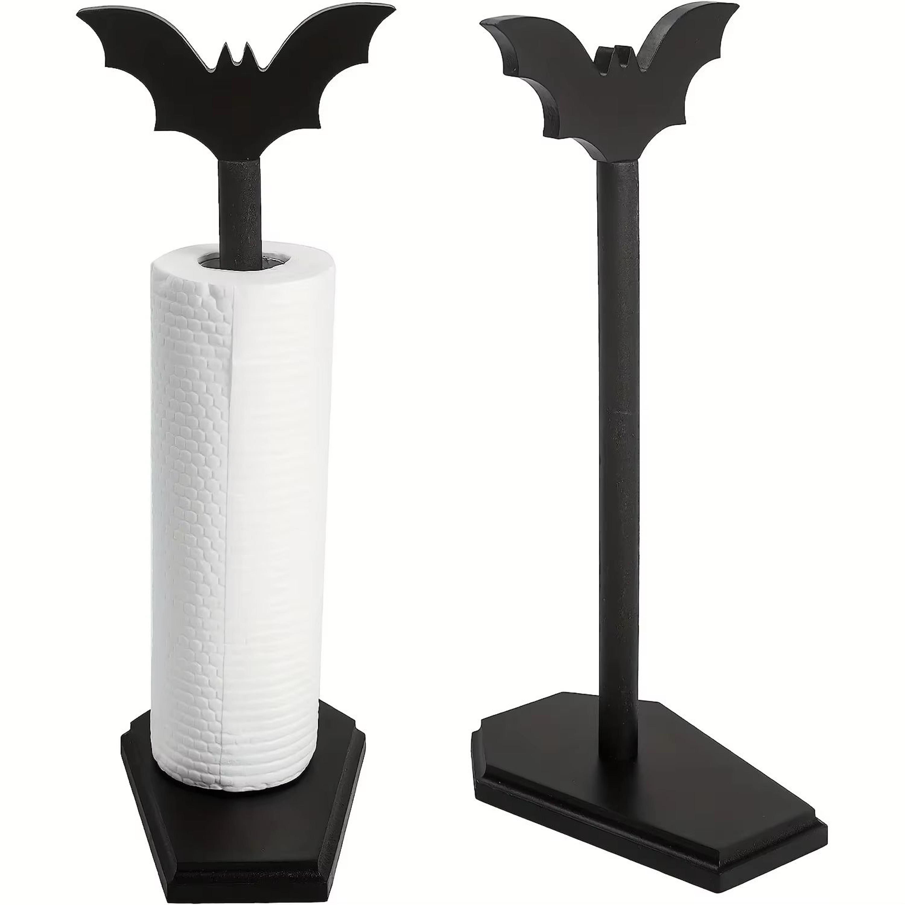 gothic bat paper towel holder stand – halloween kitchen & bathroom decor with spooky design