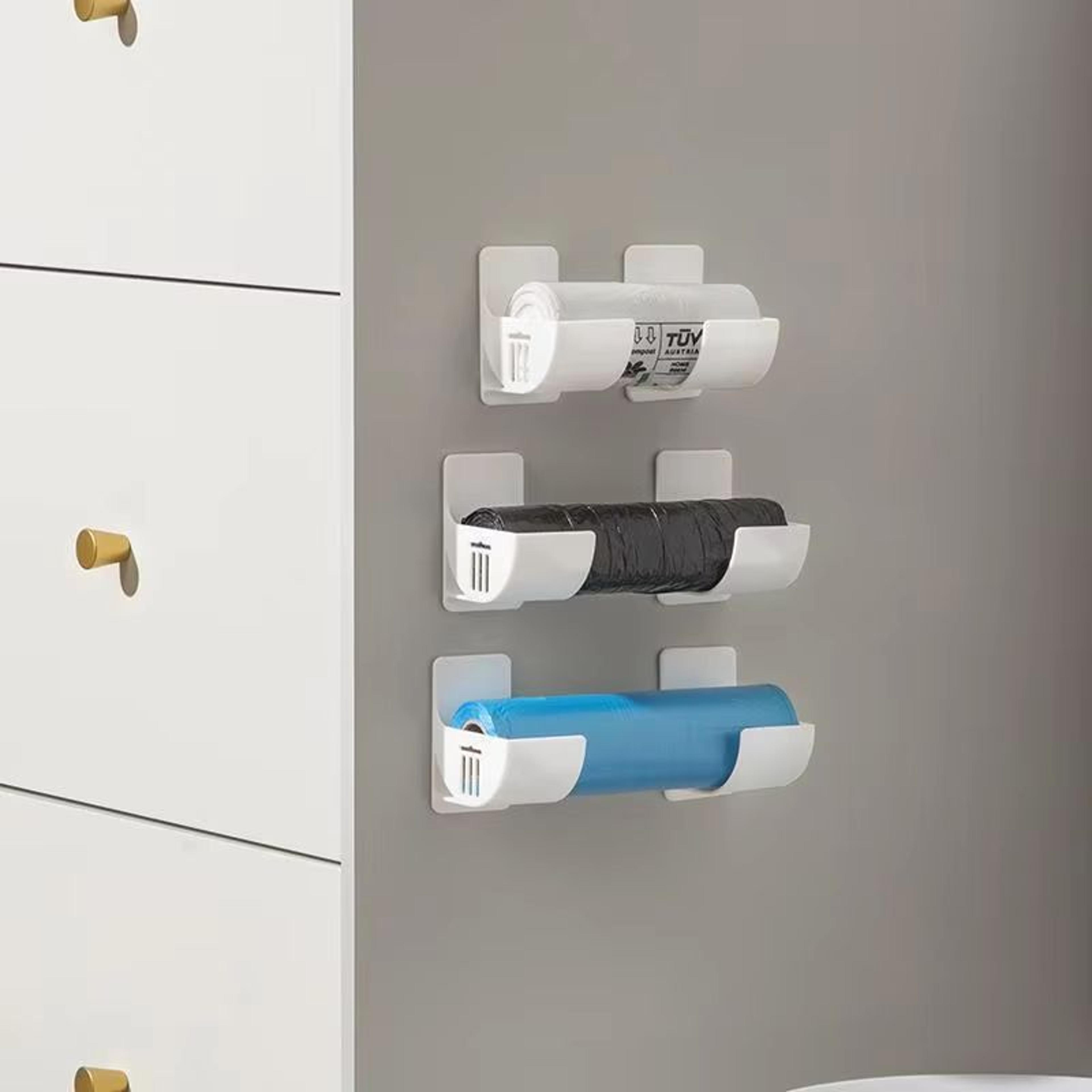 no drill kitchen storage rack set garbage bag and cling film organizer for cabinets