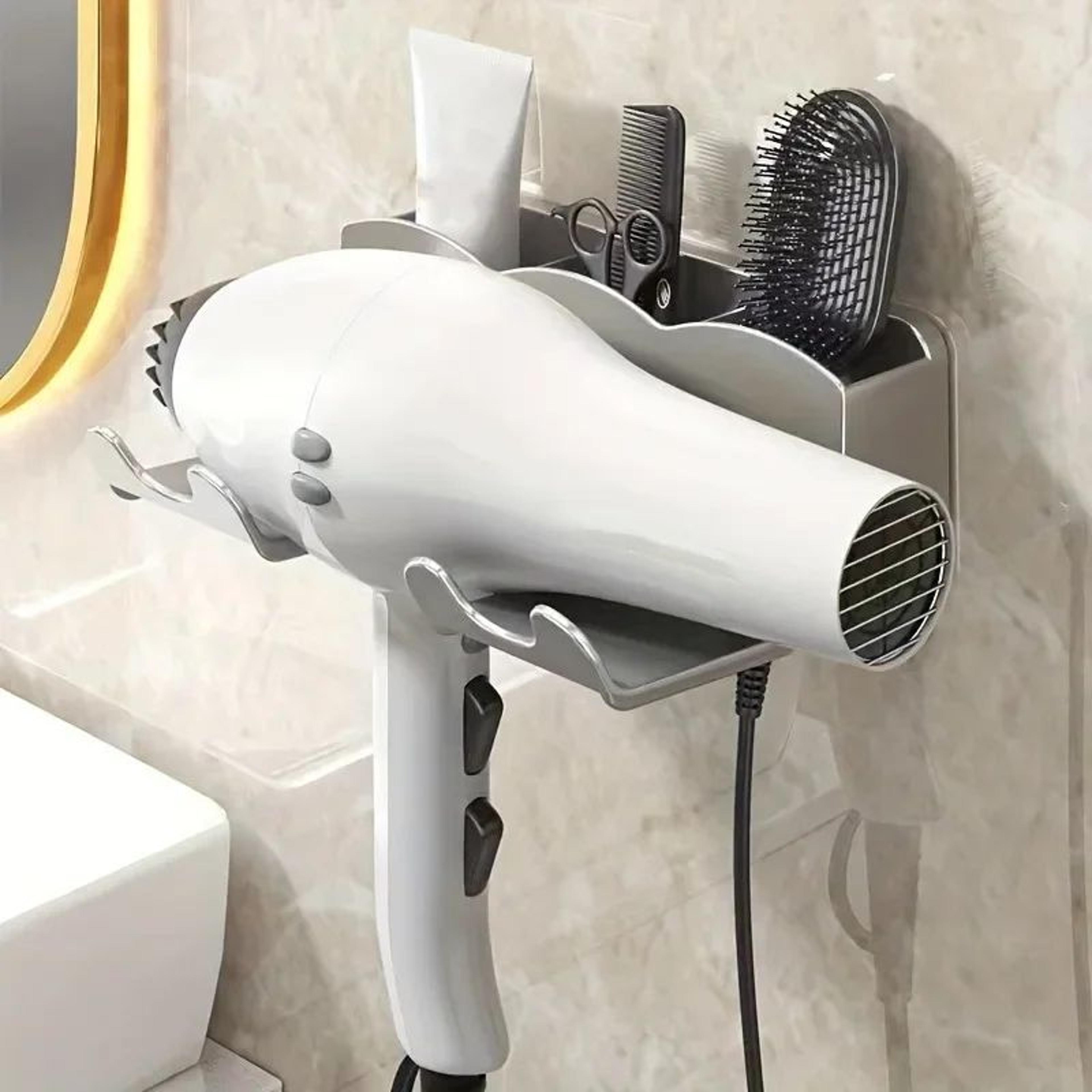 airflow wall mount hair dryer holder with no drill bathroom storage rack