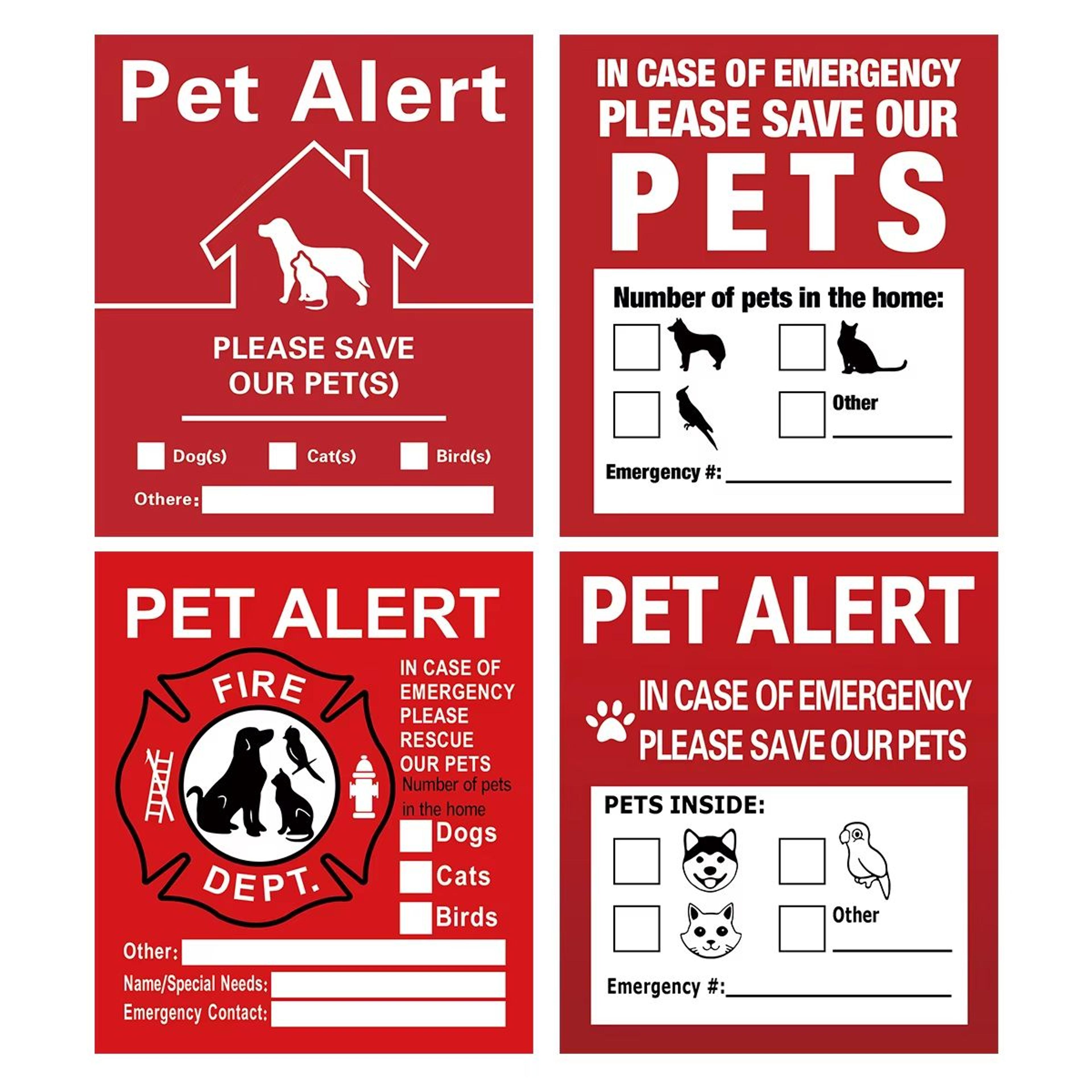 pet alert emergency window stickers 4 pack save my pets rescue decals
