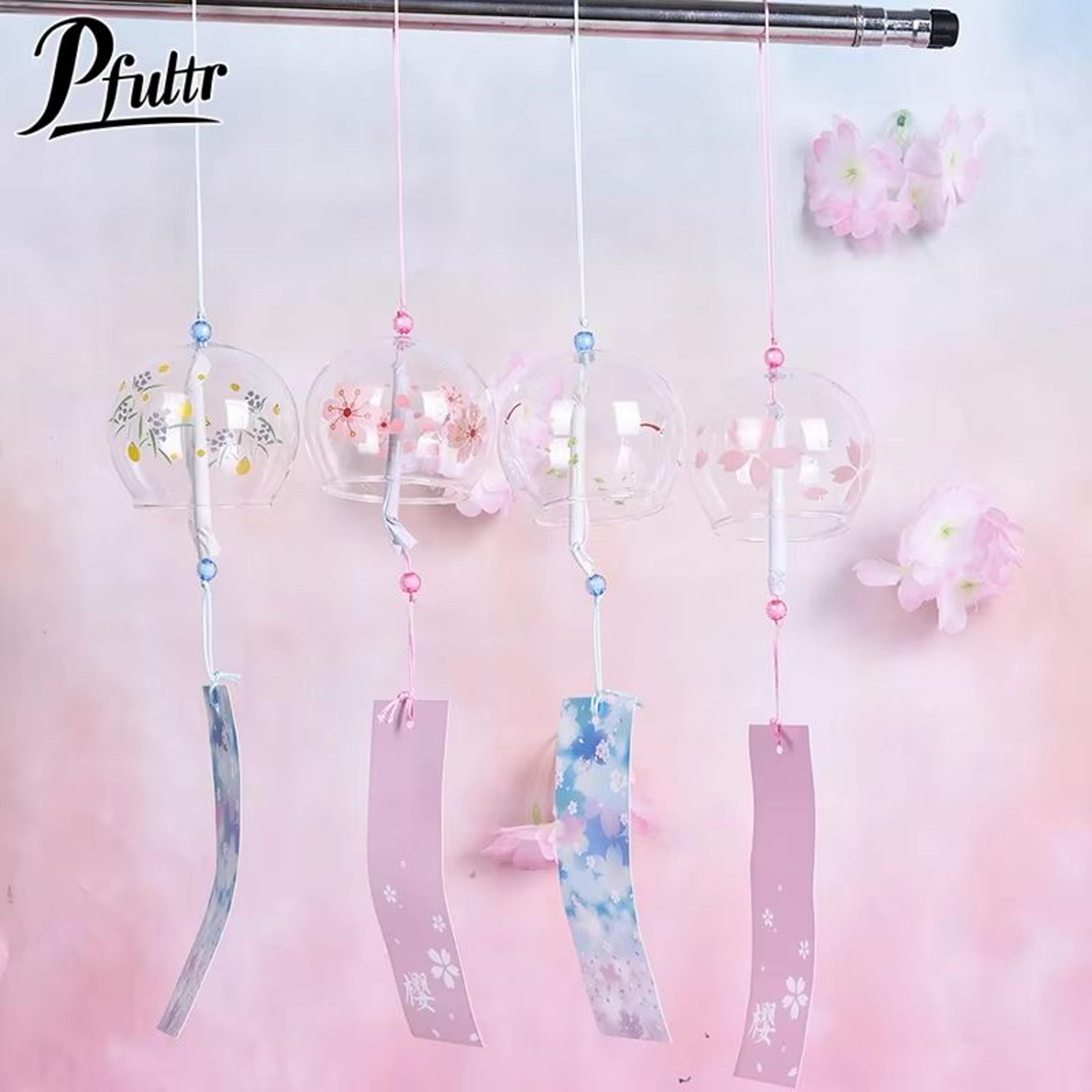 japanese sakura glass wind chime hanging bell for home decor