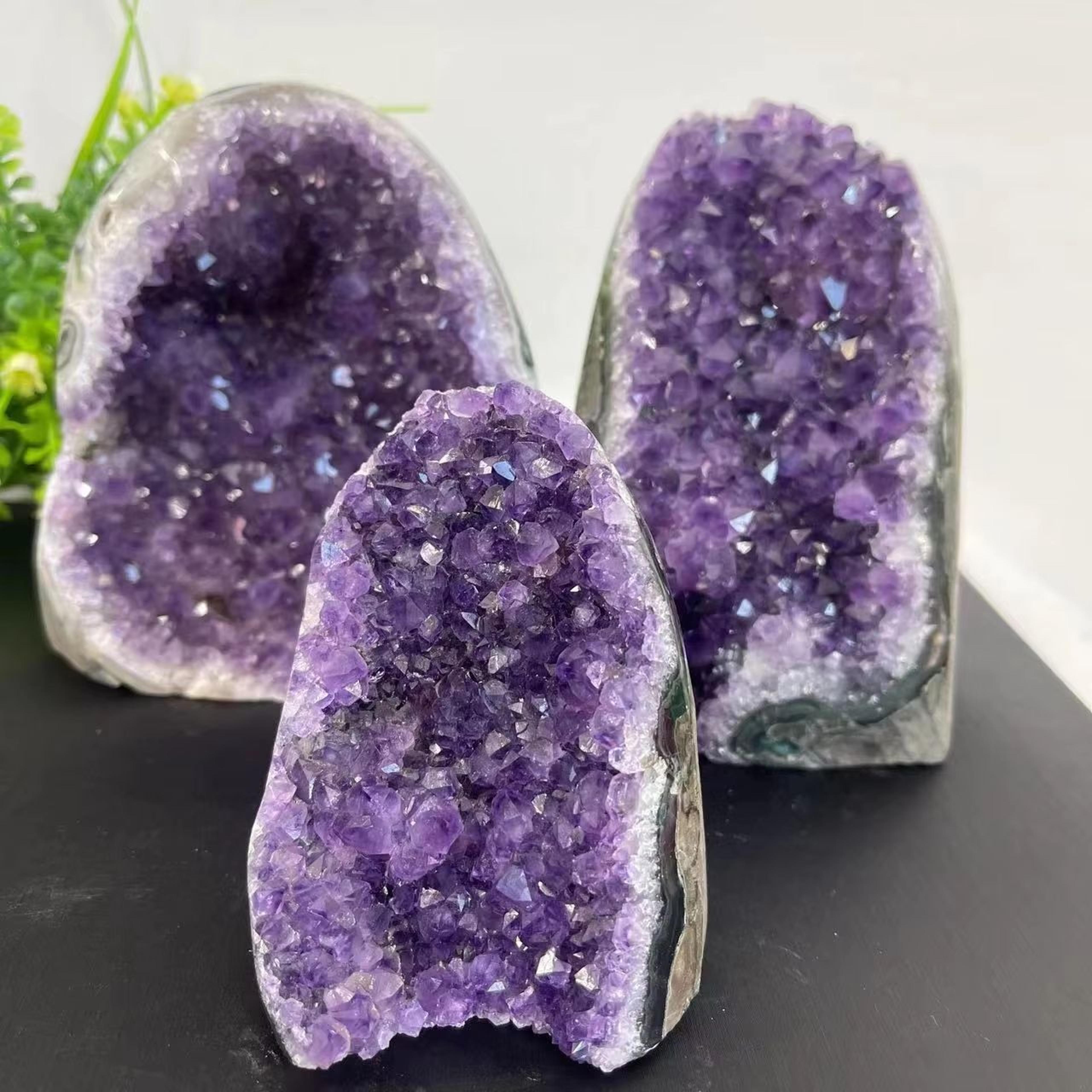 natural uruguay amethyst crystal cluster – raw quartz geode decor for home, chakra & reiki