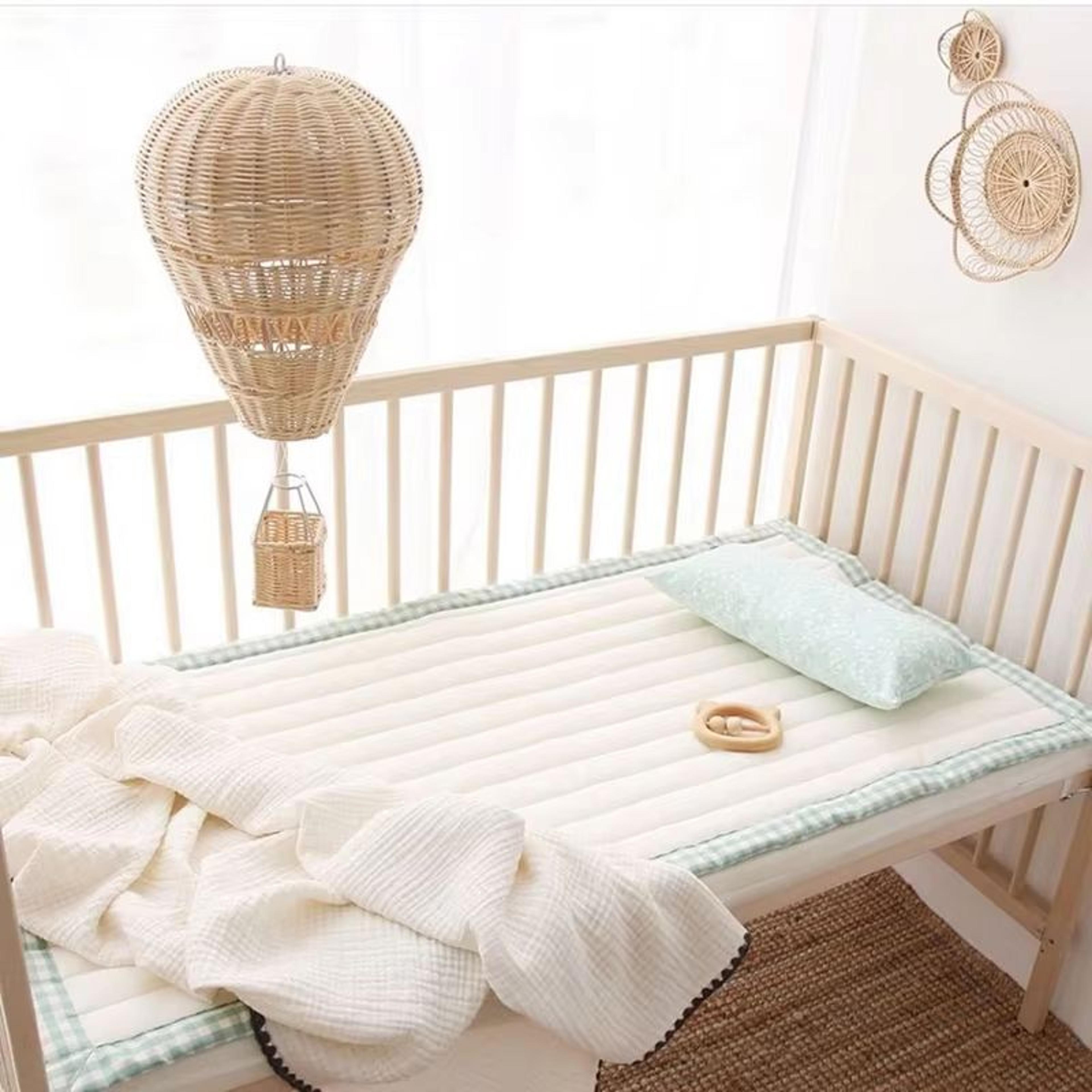handwoven rattan hot air balloon wall decor for kids room and nursery
