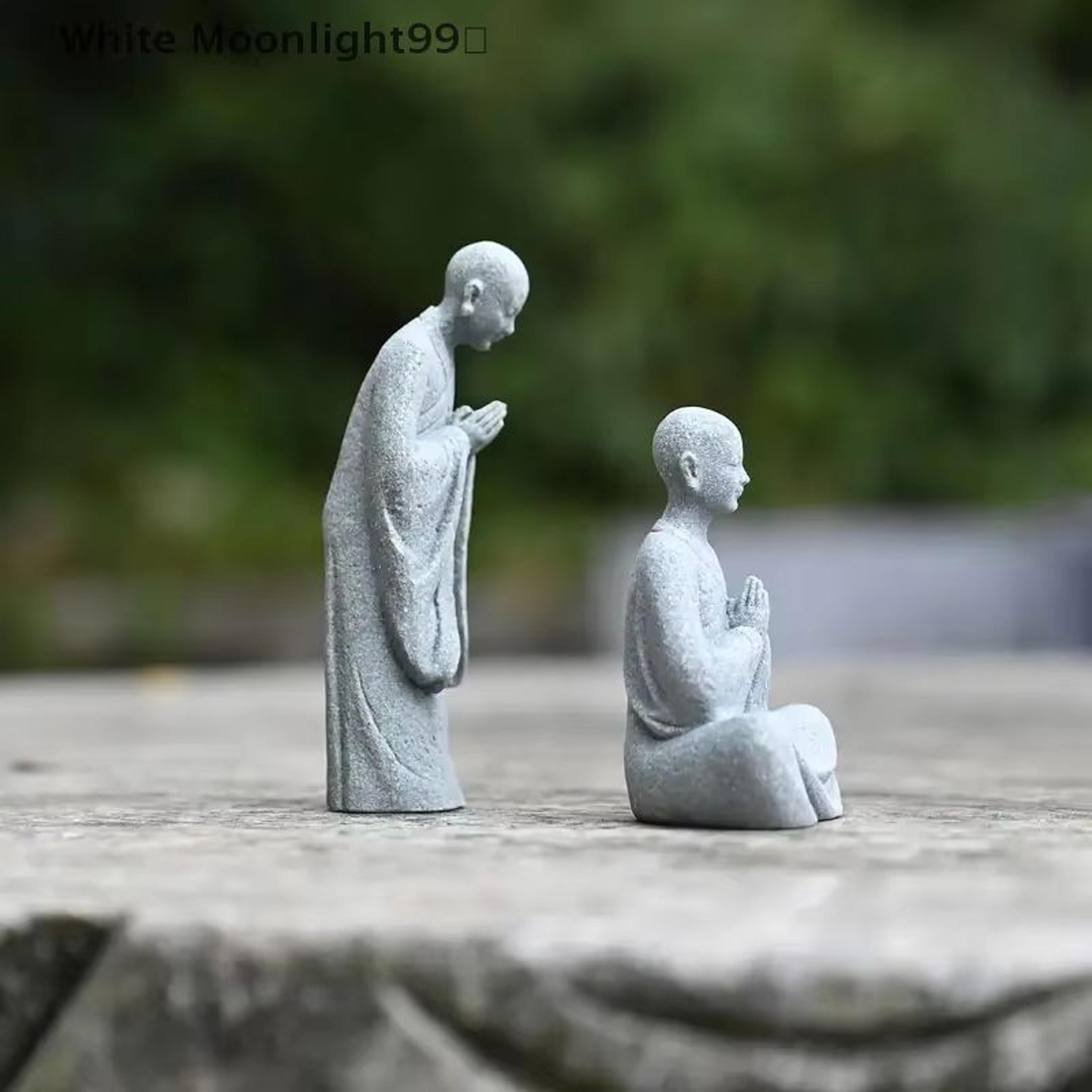 wishing monk zen garden decor set for aquarium and miniature landscape styling