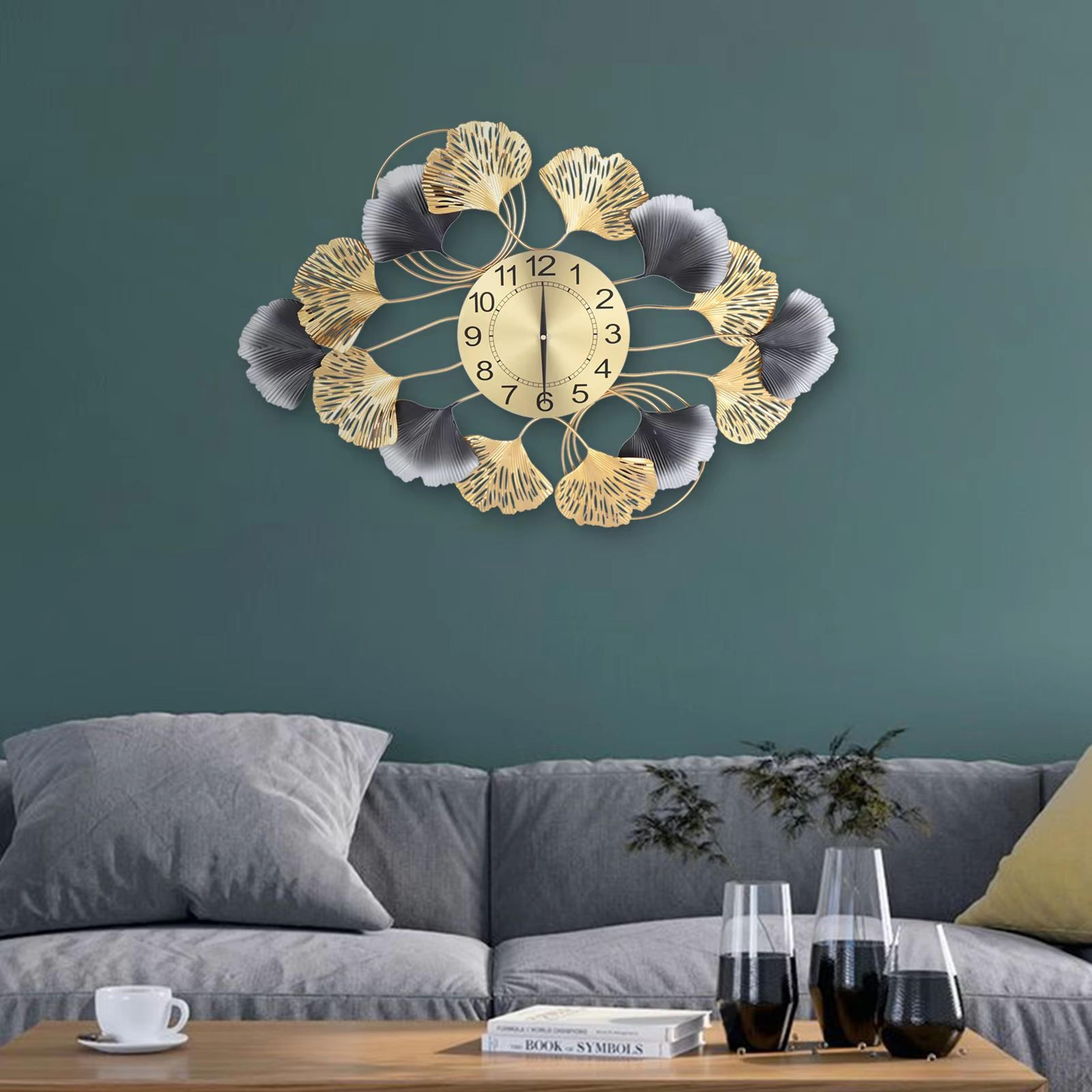 modern gold large wall clock decorative wall art for living room