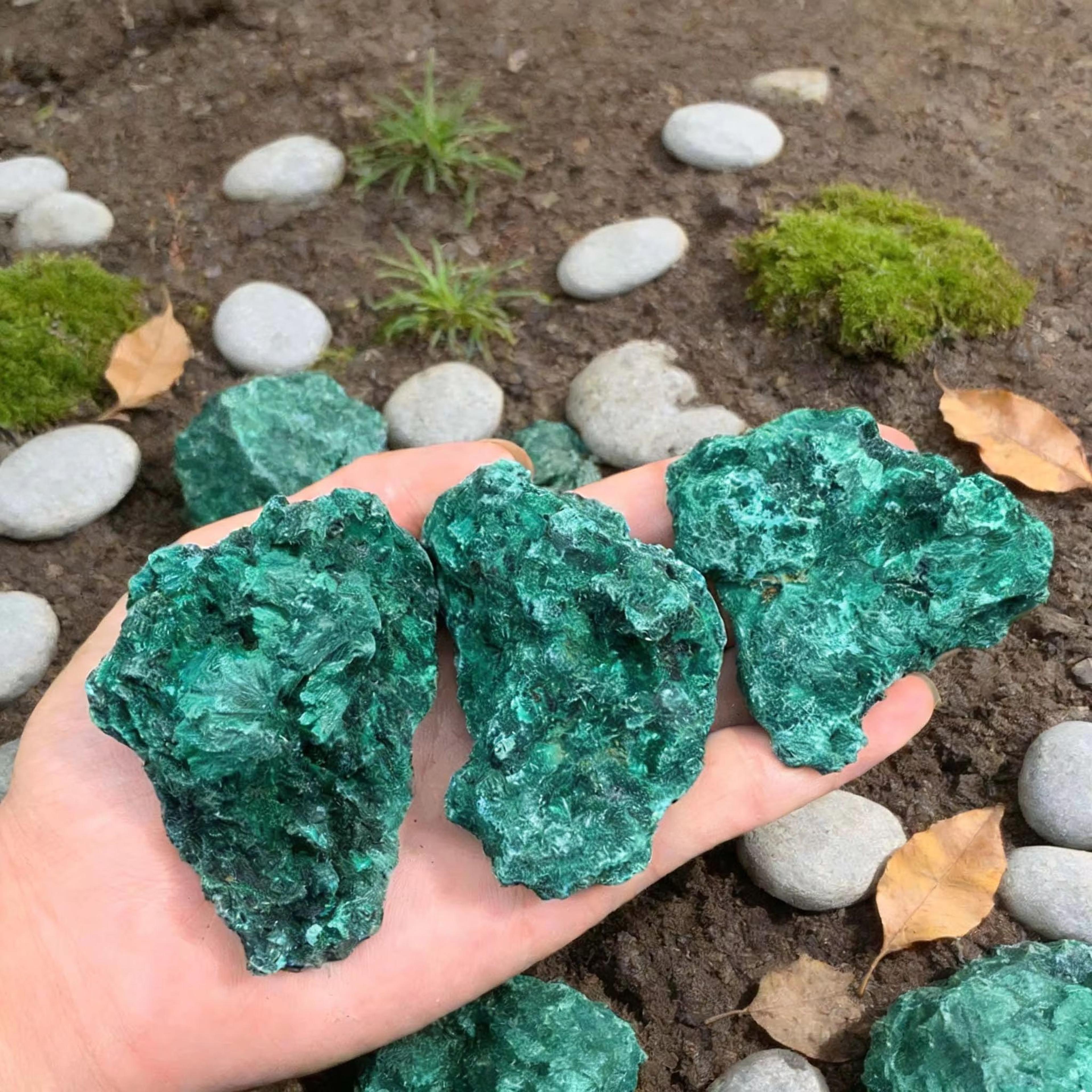 natural raw malachite crystal stone deep green rough specimen for home decor and gifts