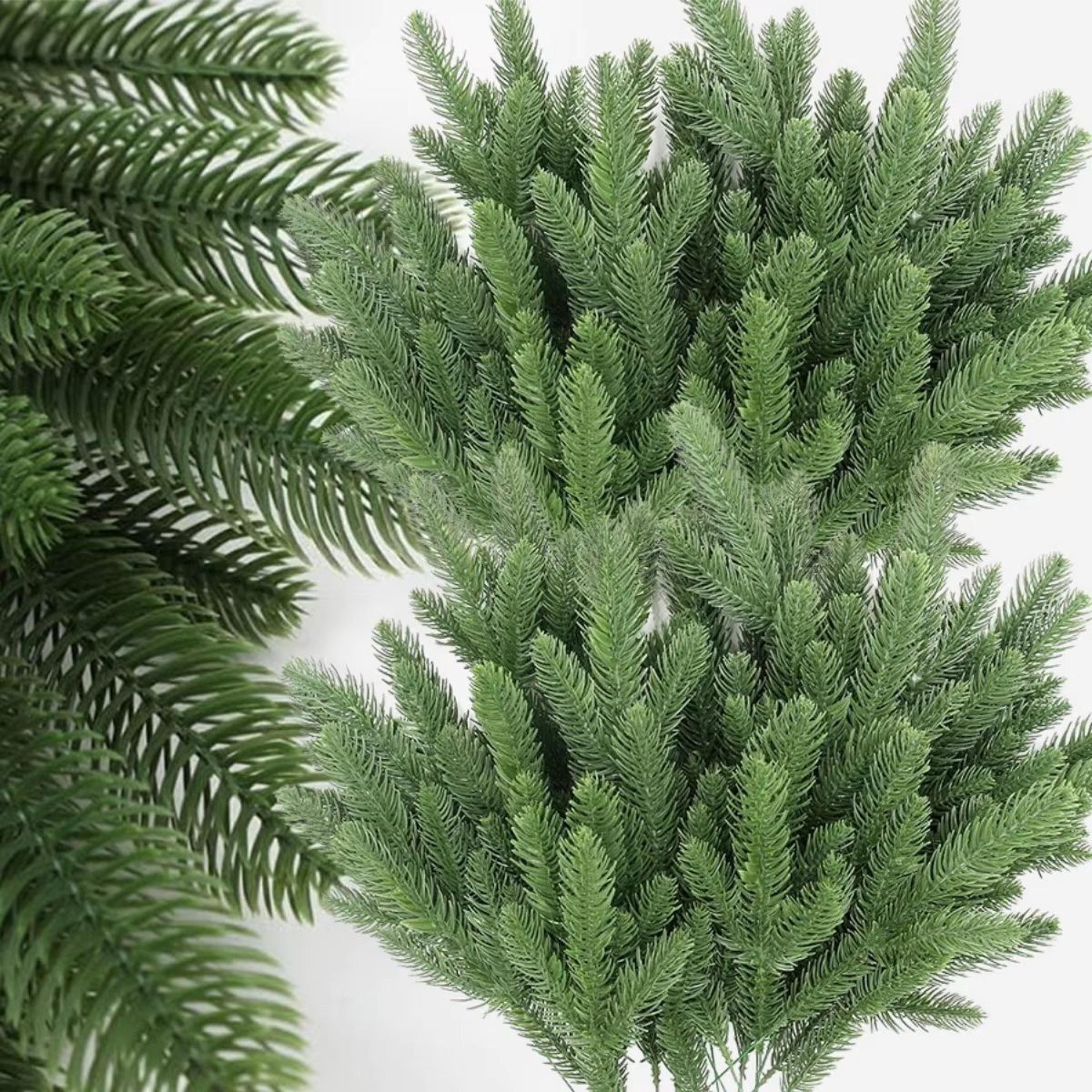 20pcs artificial pine needle branches green christmas diy garland decor stems