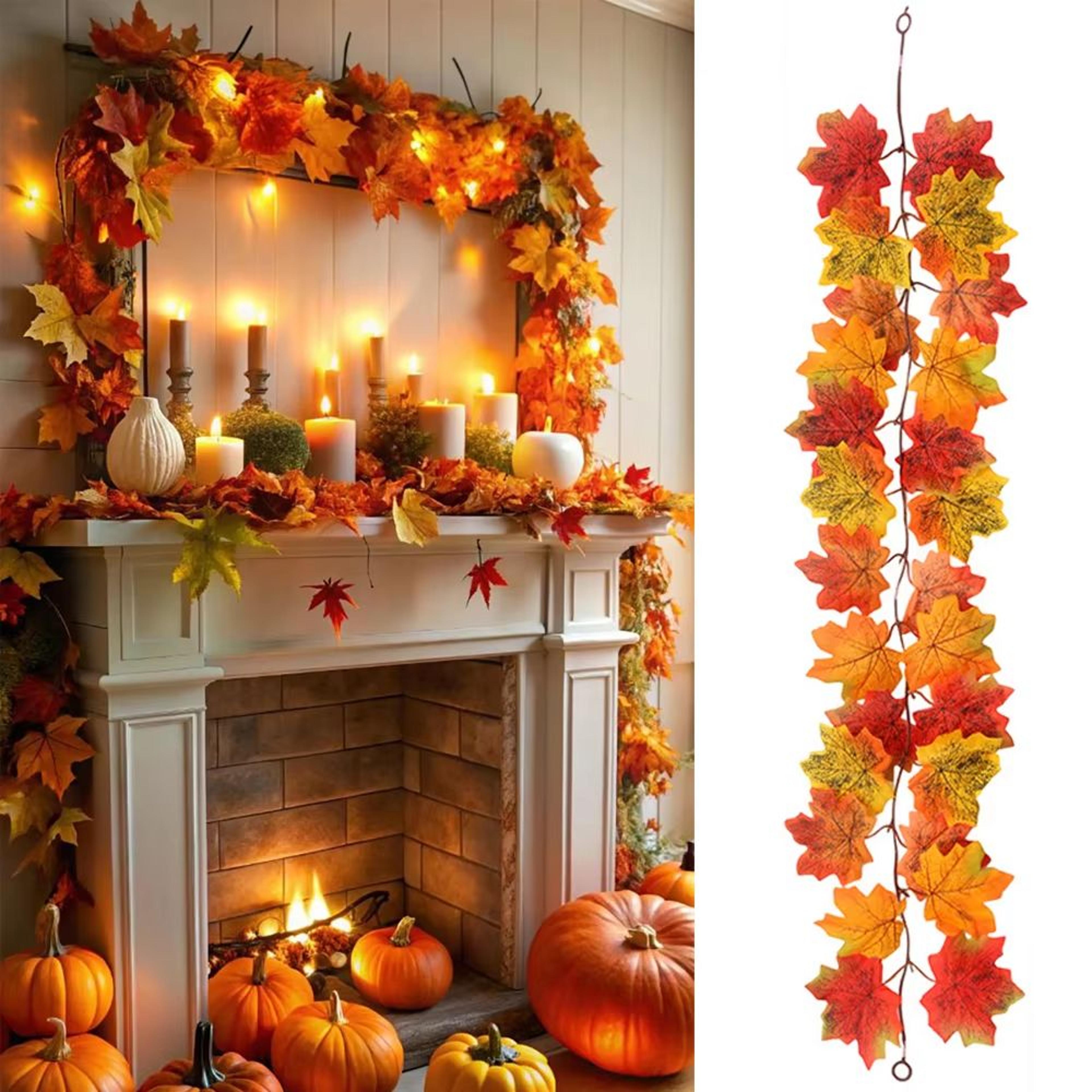 artificial maple leaf garland for autumn home, wedding & fireplace decor