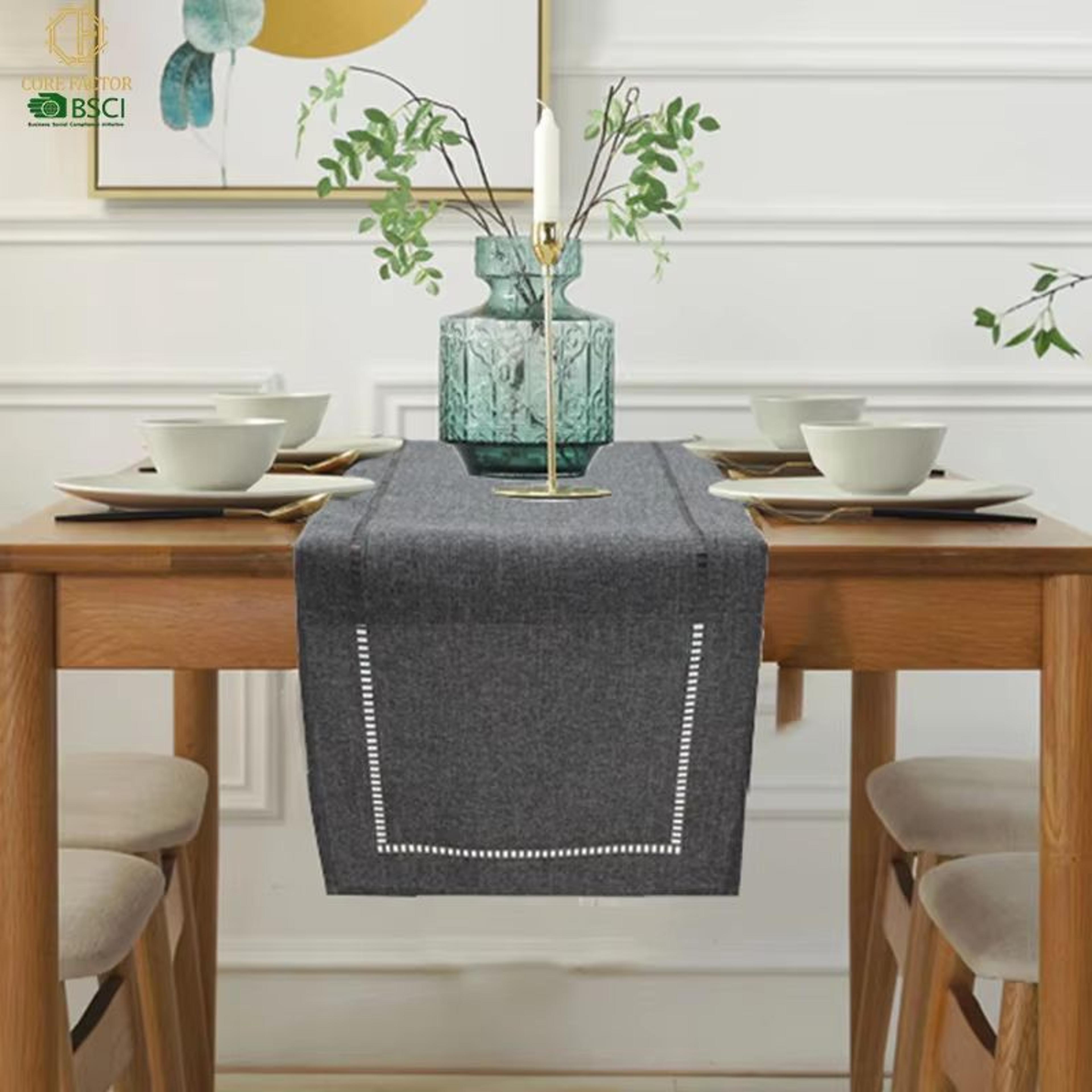 basic linen style table runner for kitchen, dining & everyday decor