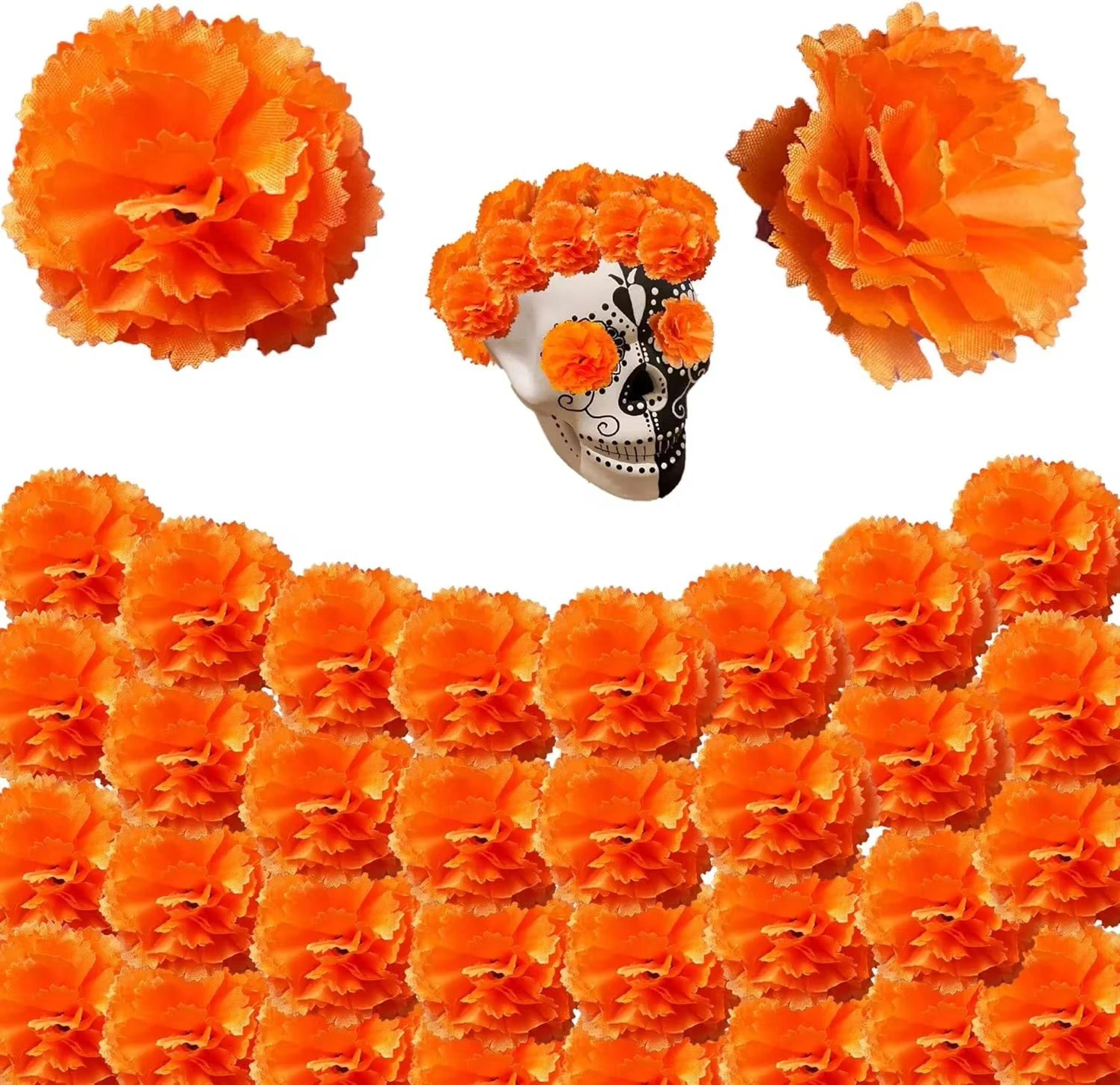 artificial marigold flower set dia de los muertos diwali festival home decor 30pcs