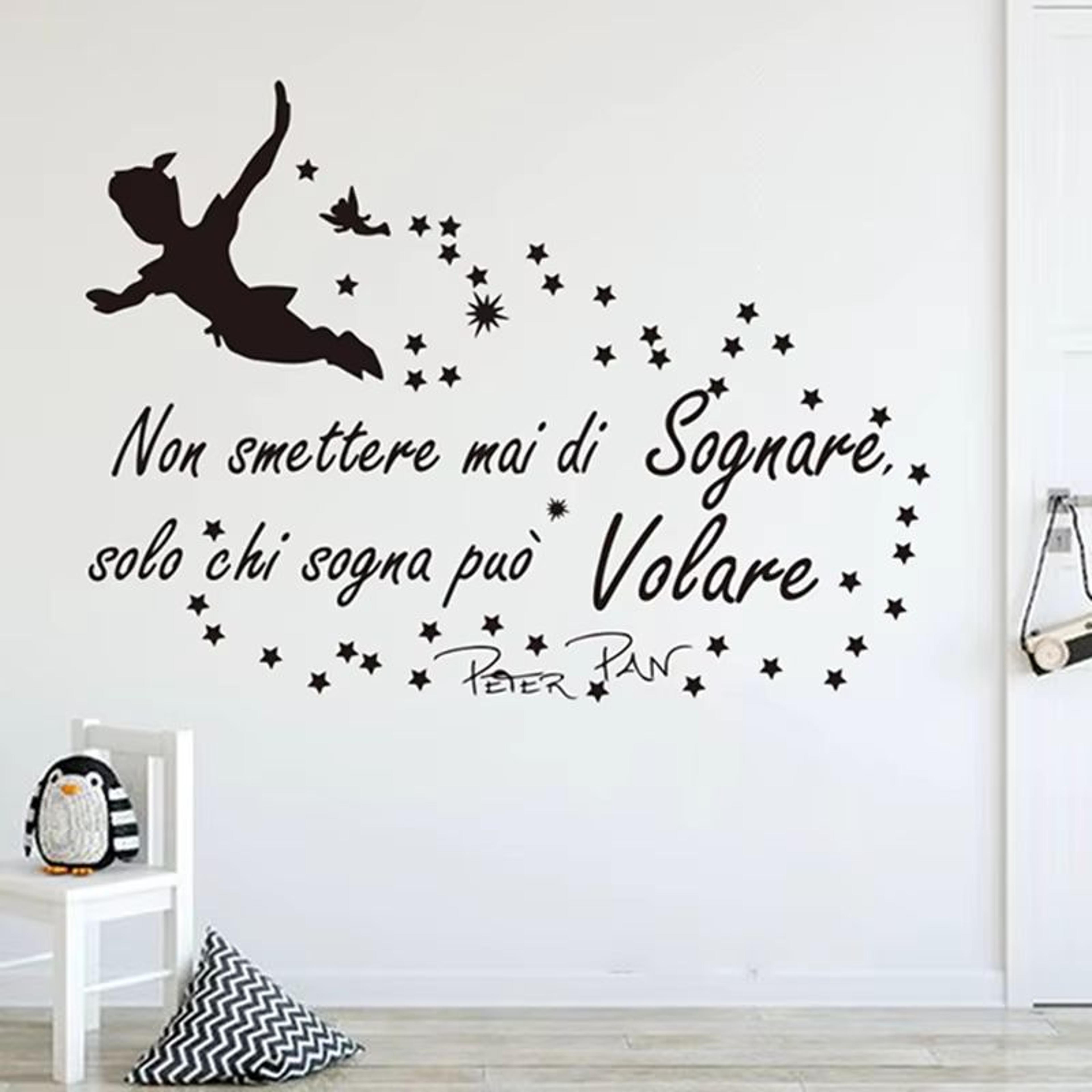italian peter pan quote wall sticker inspirational nursery kids room decor