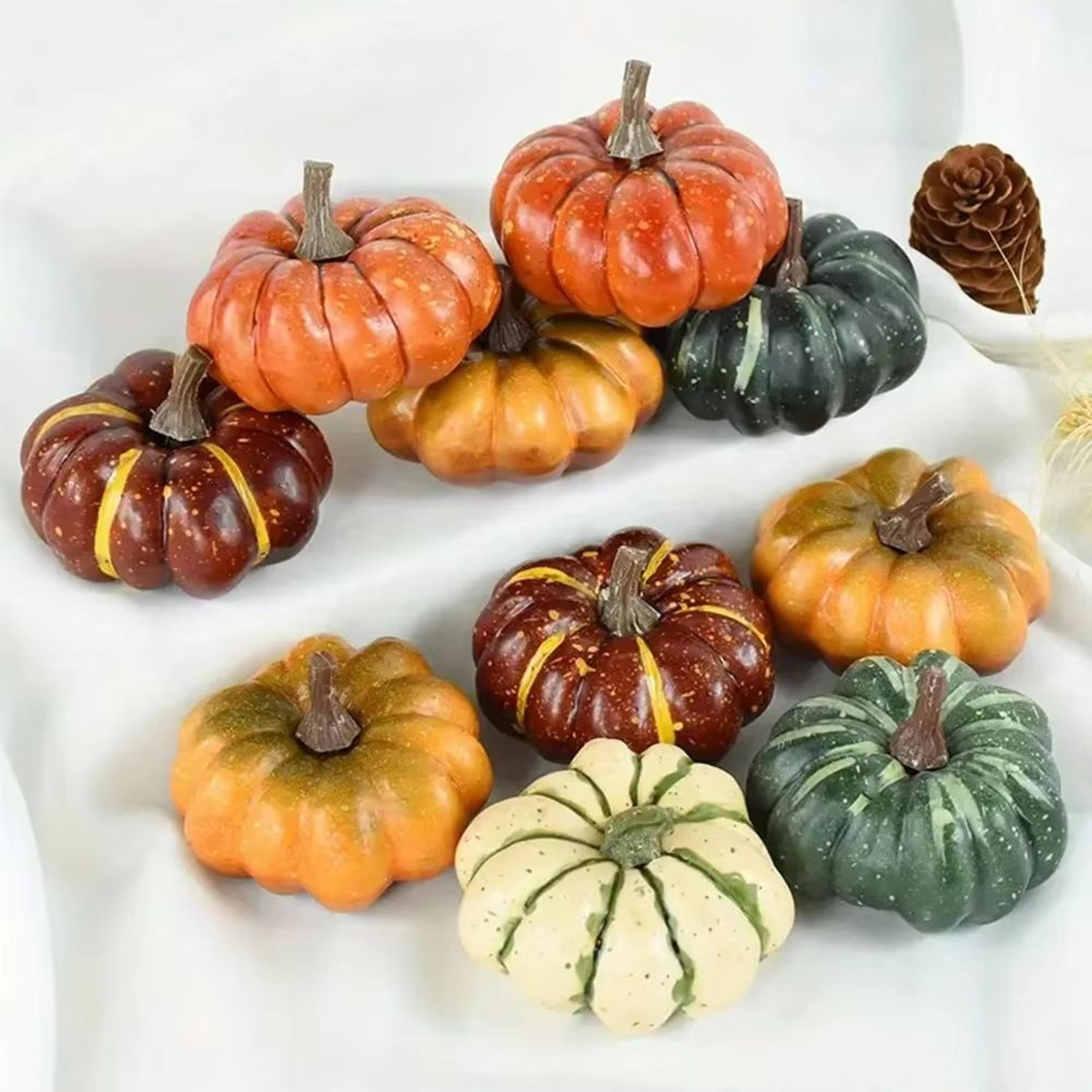 reusable plastic pumpkin decor set for diy crafts & thanksgiving table styling