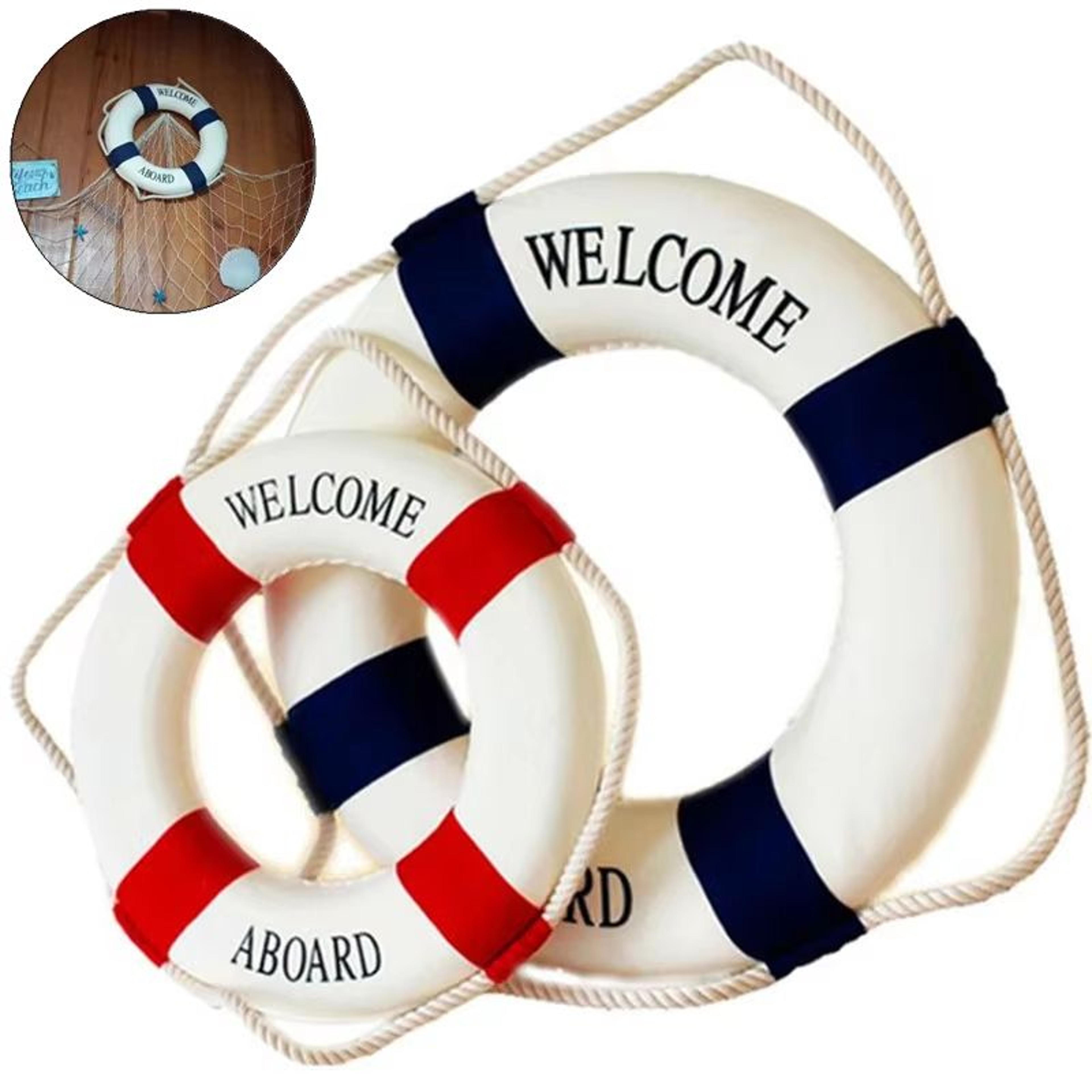 nautical welcome life buoy wall hanging coastal beach decor