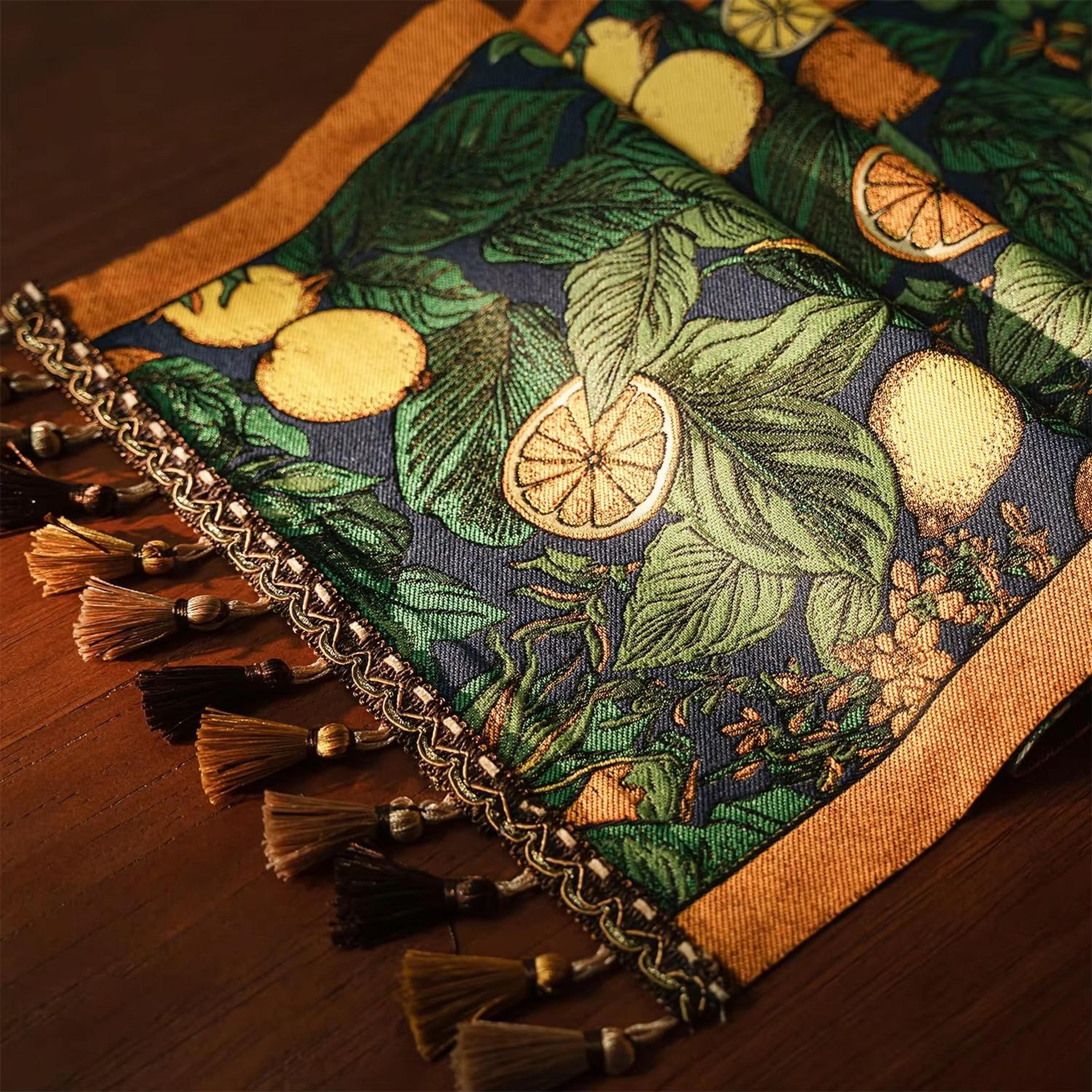 farmhouse lemon floral table runner rustic citrus kitchen dining decor