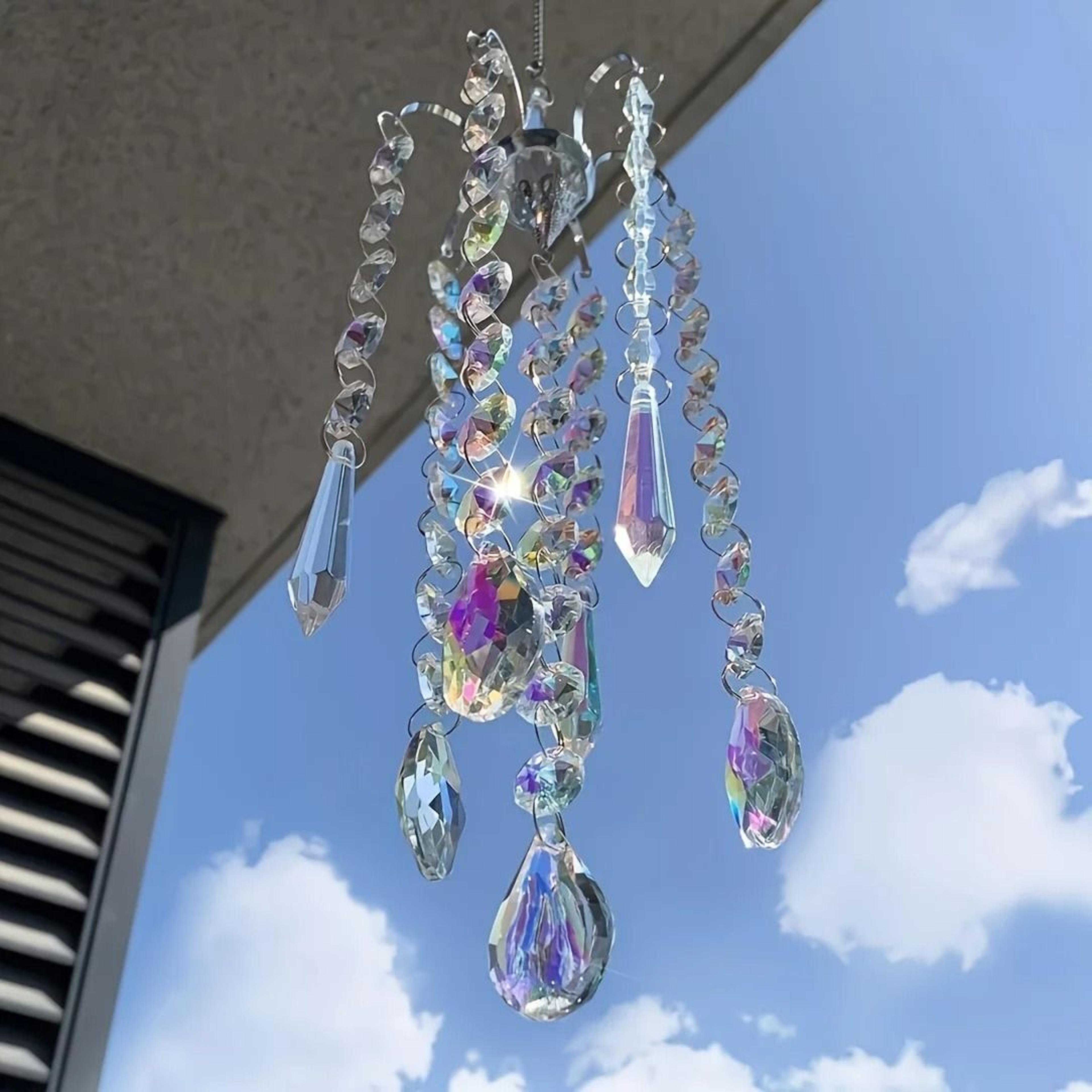 crystal chandelier wind chimes suncatcher – rainbow prism hanging window decor