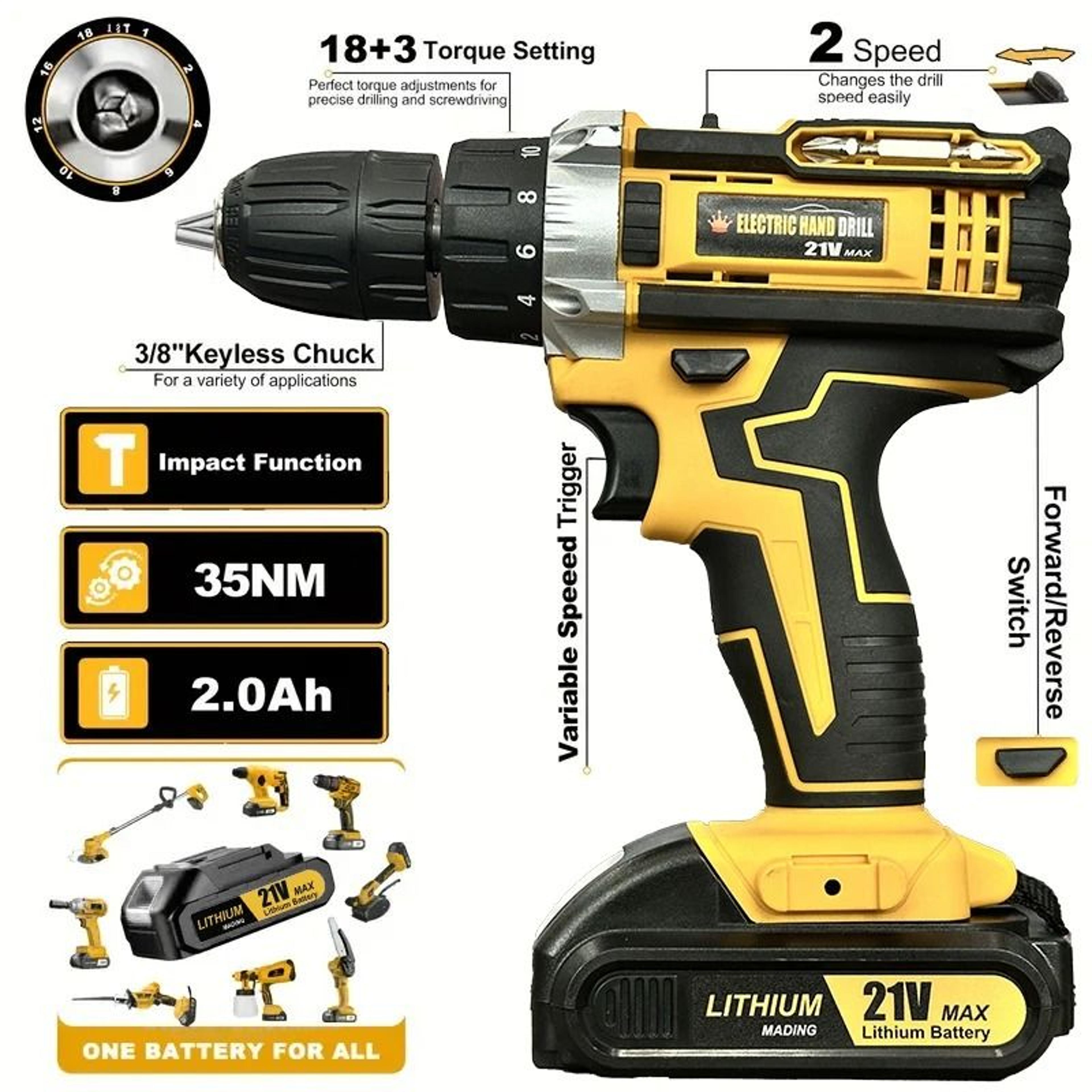 20v cordless power drill kit with complete home repair tool set