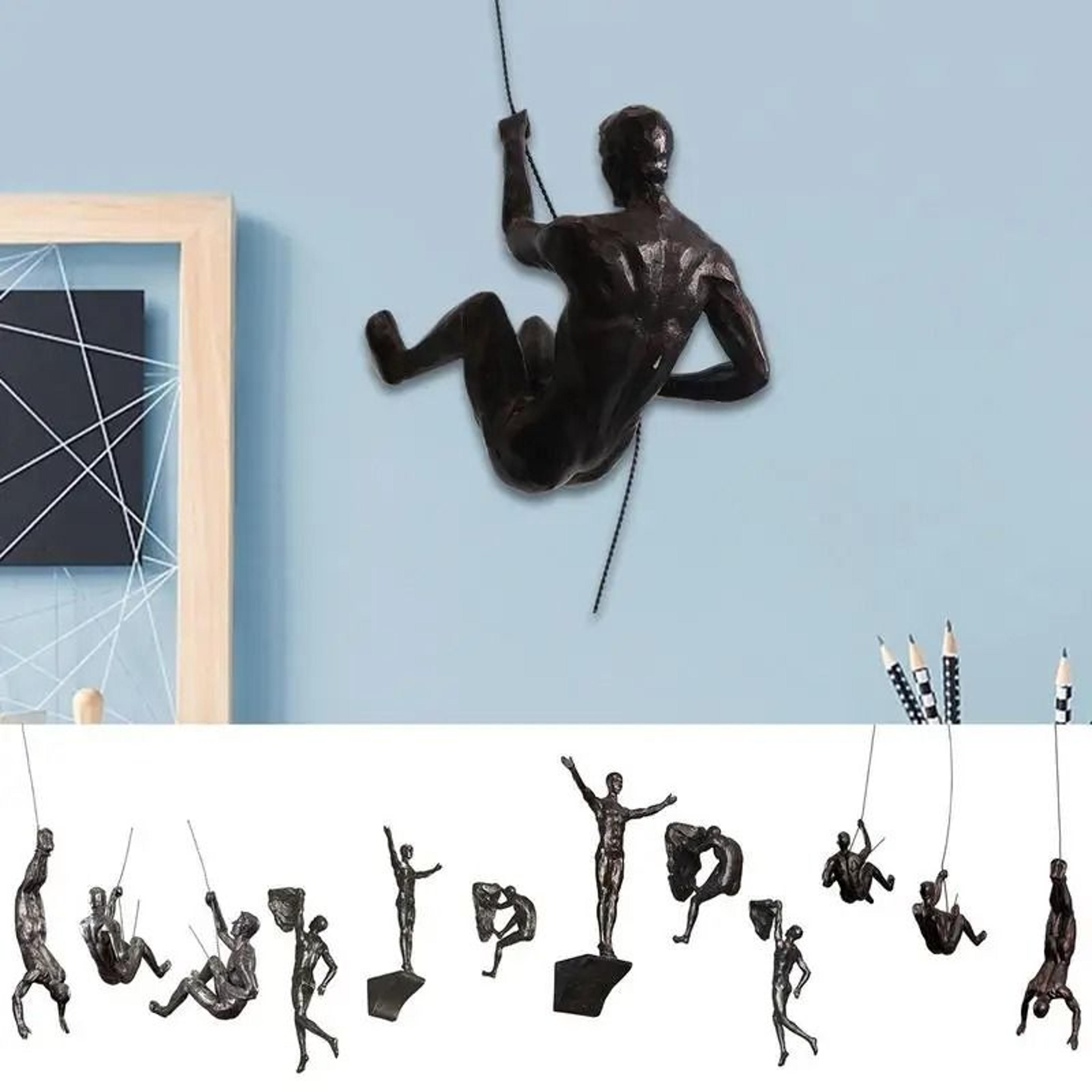 retro rock climbing man resin wall sculpture 3d hanging decor