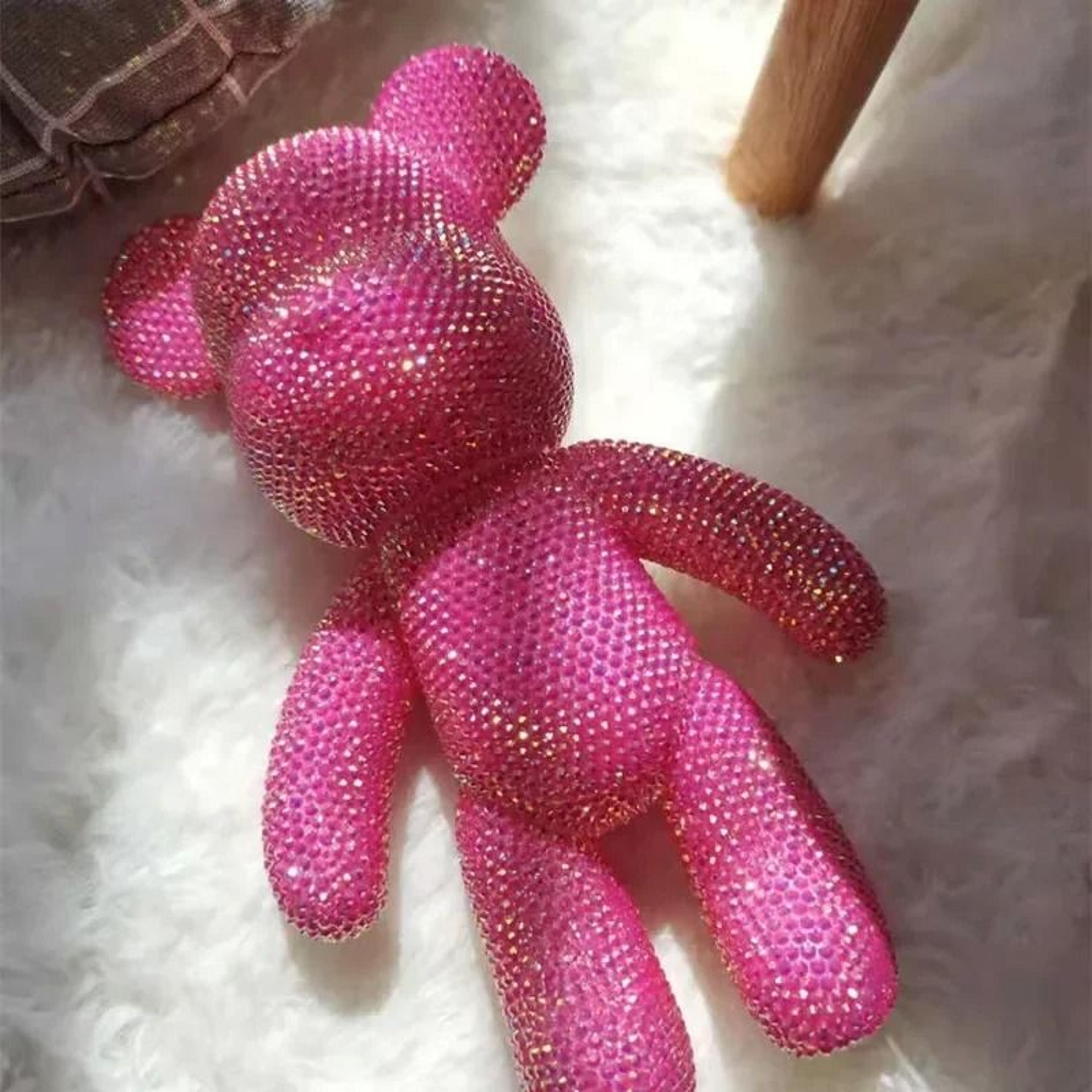diy rhinestone bear figurine crystal diamond art decor fluorescent vinyl statue