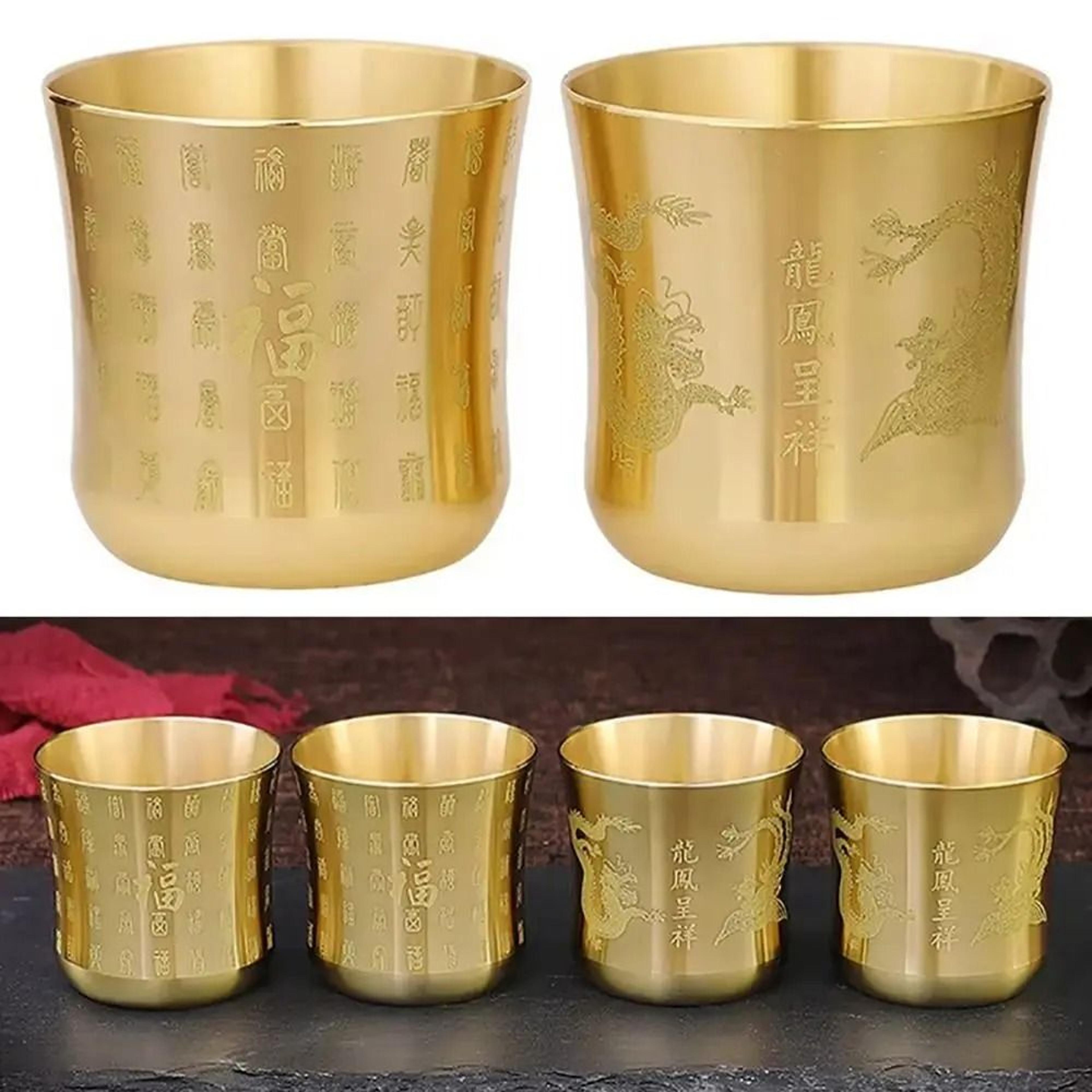 feng shui wealth brass tea cup baifu decorative fortune mug