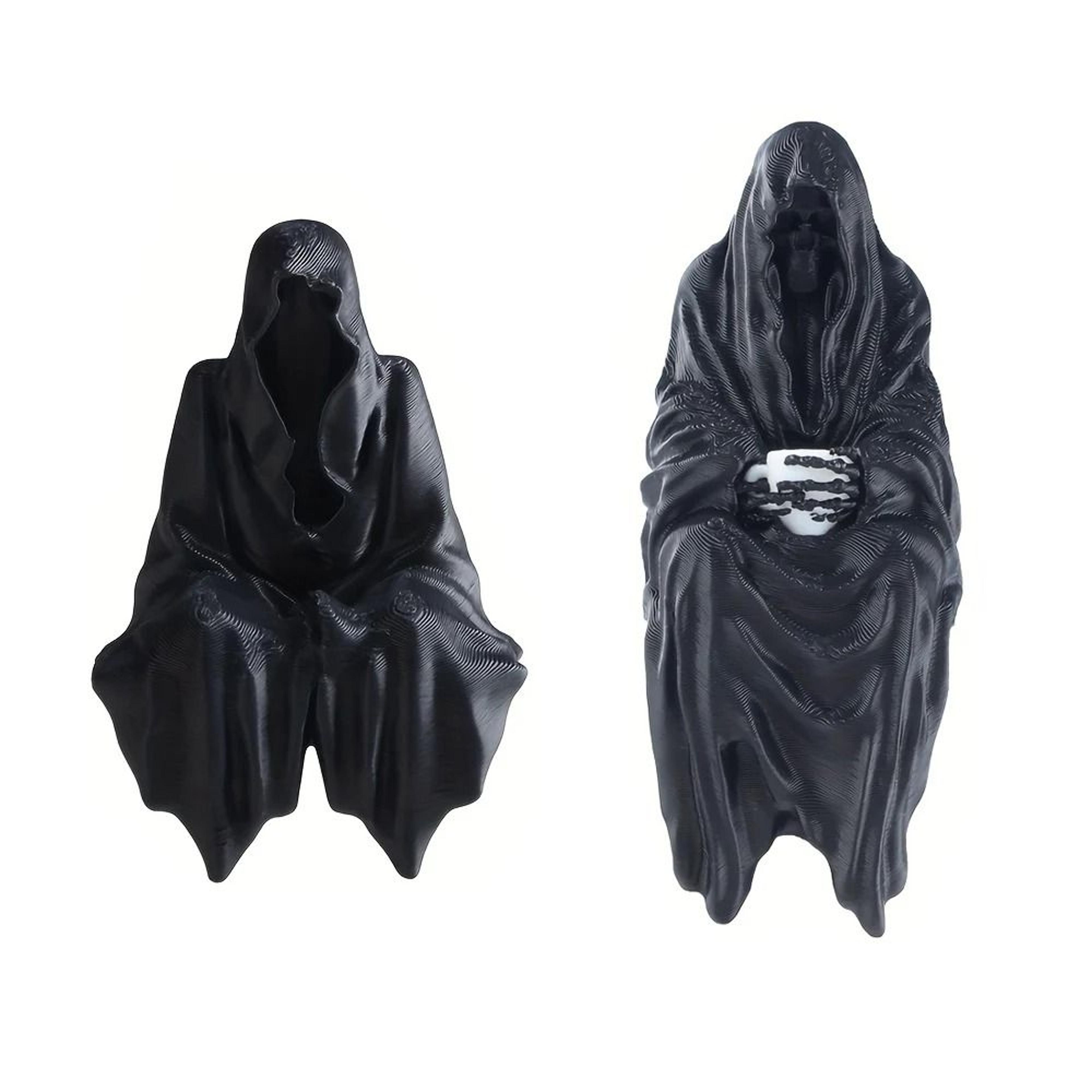 3d printed hooded cloaked gothic statue dark aesthetic desk & shelf figurine