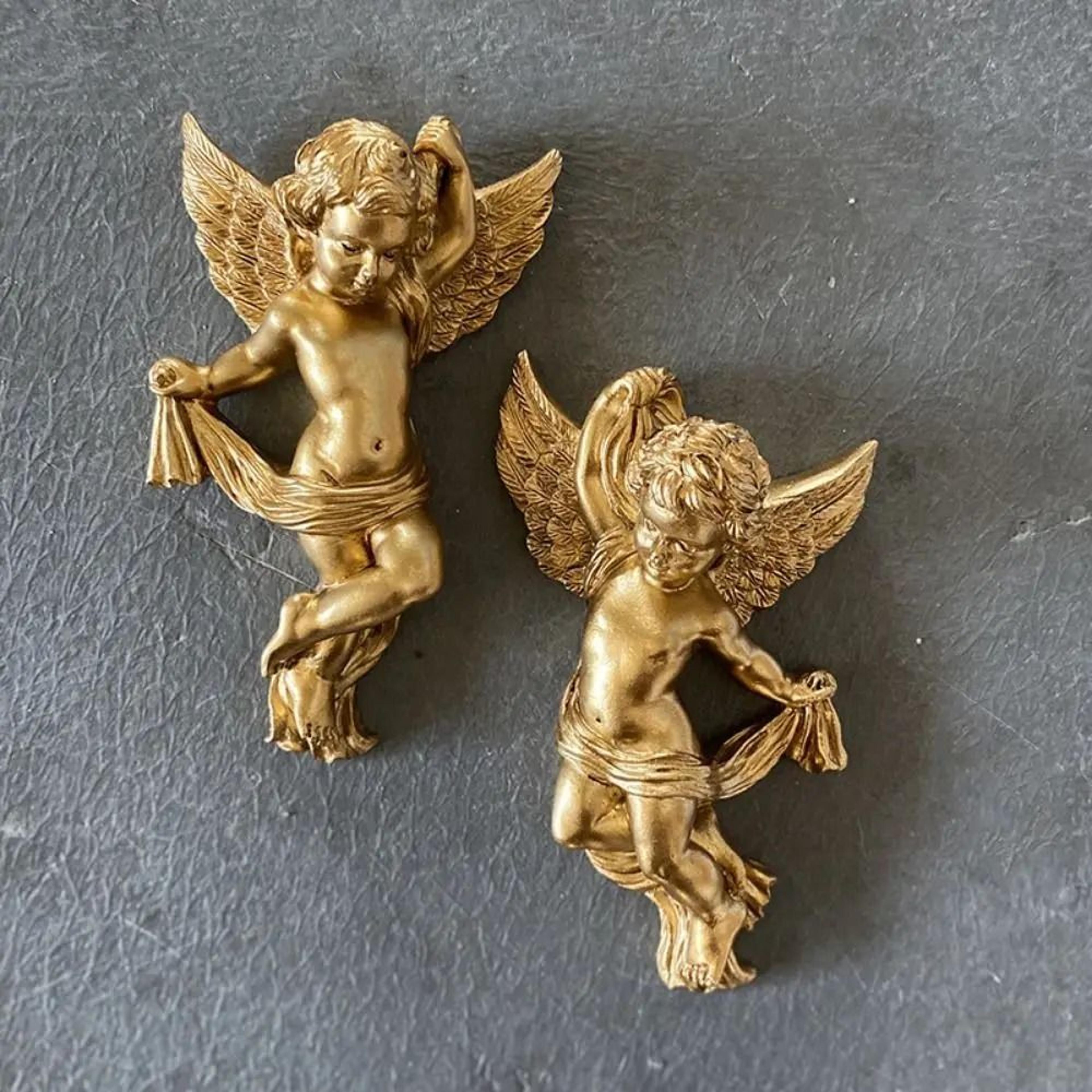cherubglow resin angel wall hanging set cute cartoon angel decor pair