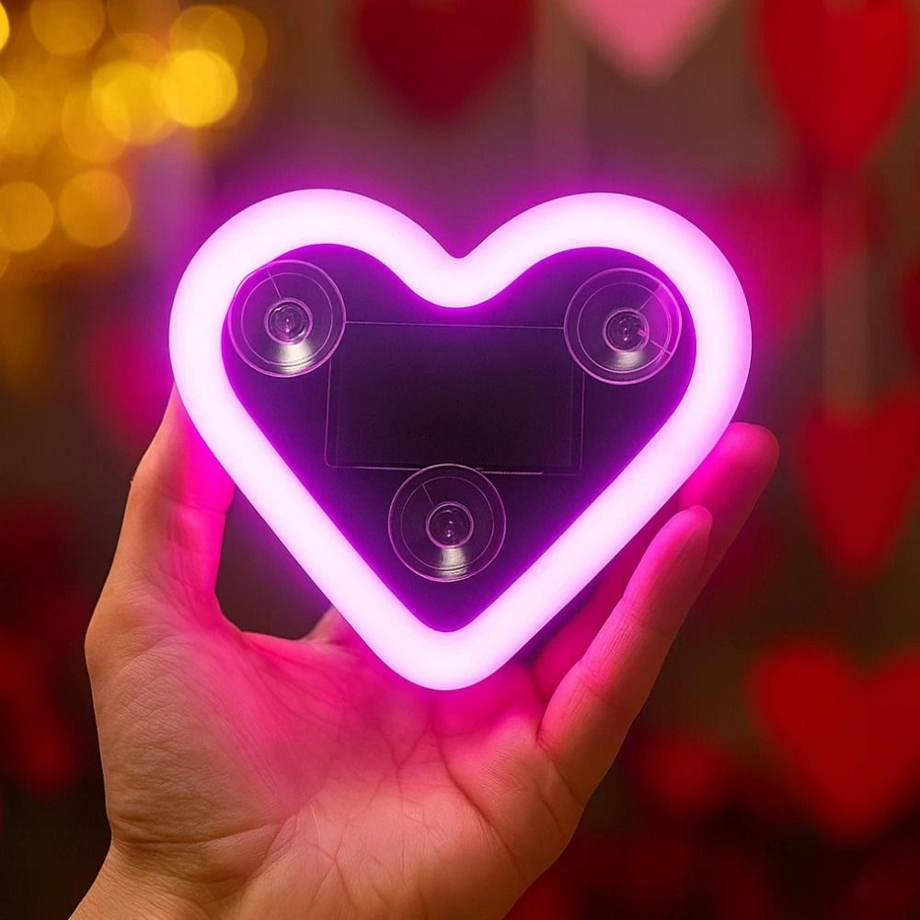 heart shape solar led ambient light for car interior decor