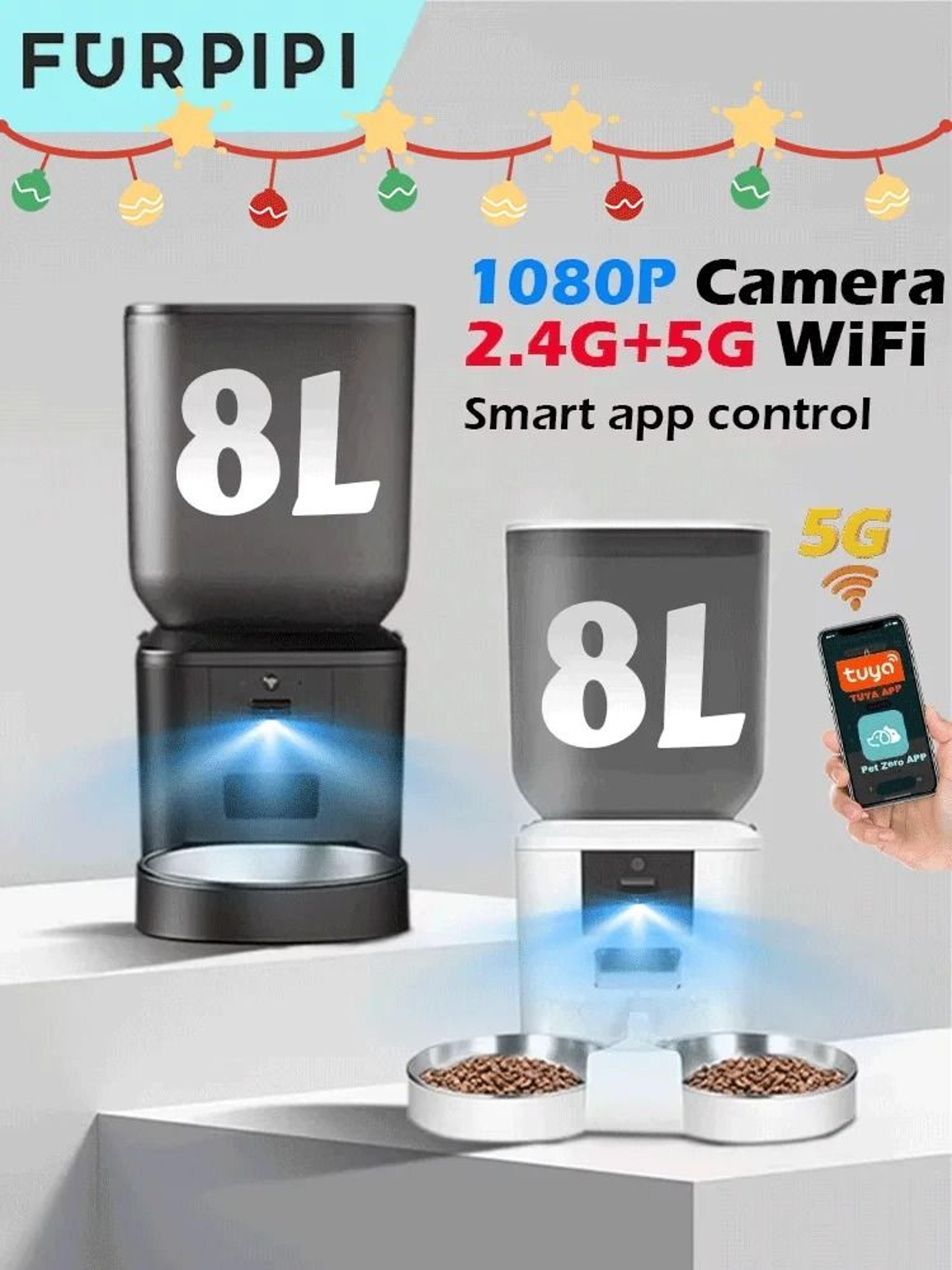 furpipi 8l smart automatic pet feeder with hd camera